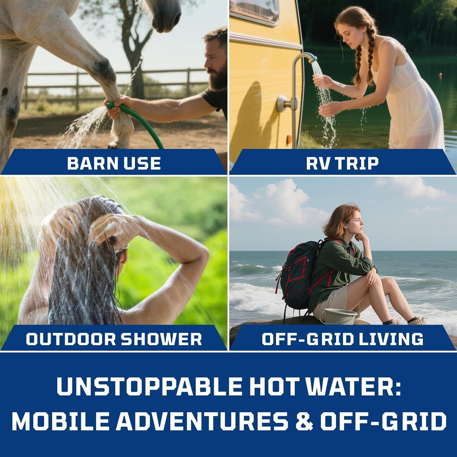 Calentador de Agua Sin Tanque Portátil Hillhub 1.32 GPM Propano