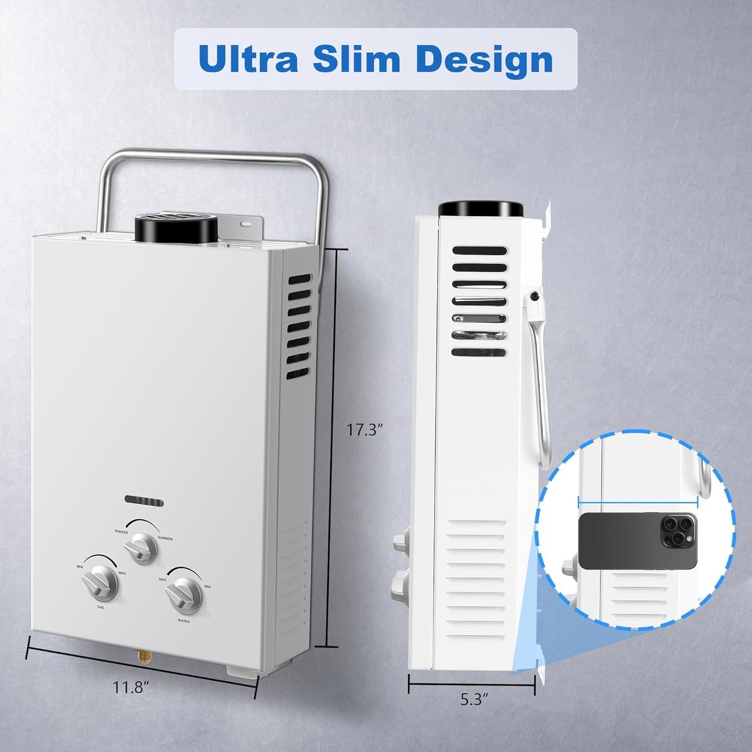 Calentador de Agua Sin Tanque Amzgachfktch 6L 1.58 GPM Portátil