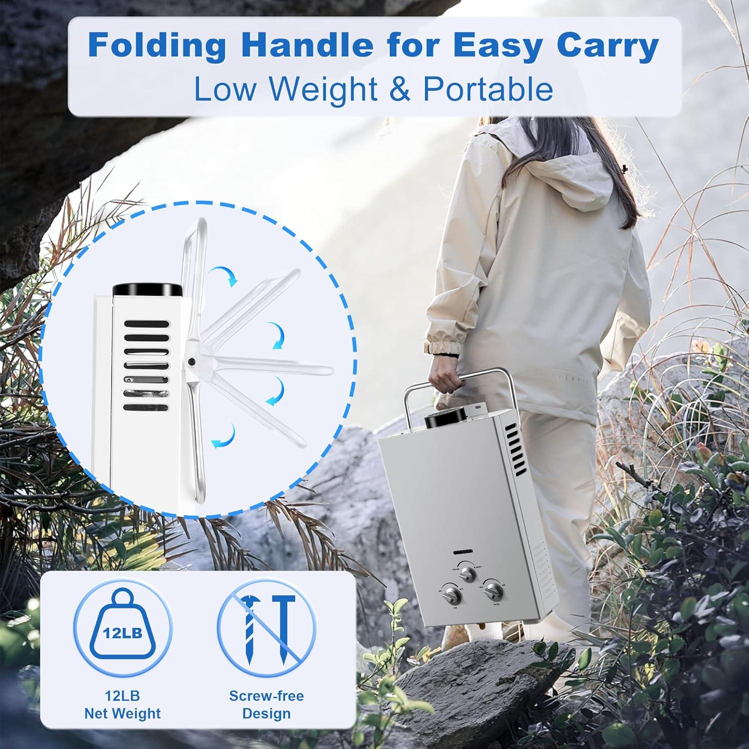 Calentador de Agua Sin Tanque Amzgachfktch 6L 1.58 GPM Portátil