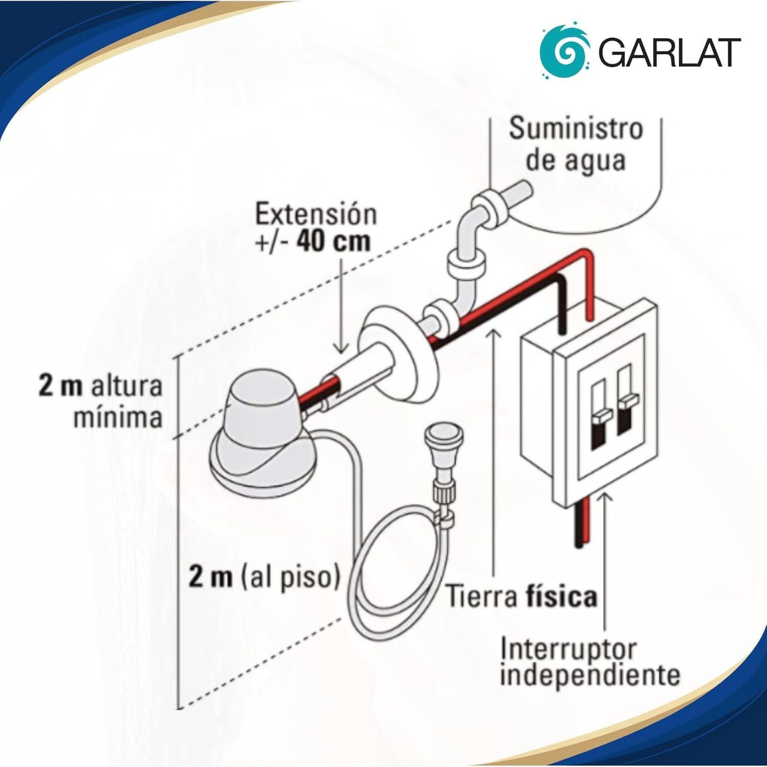 Ducha Eléctrica GARLAT LT20 110V con Ducha de Mano Mini