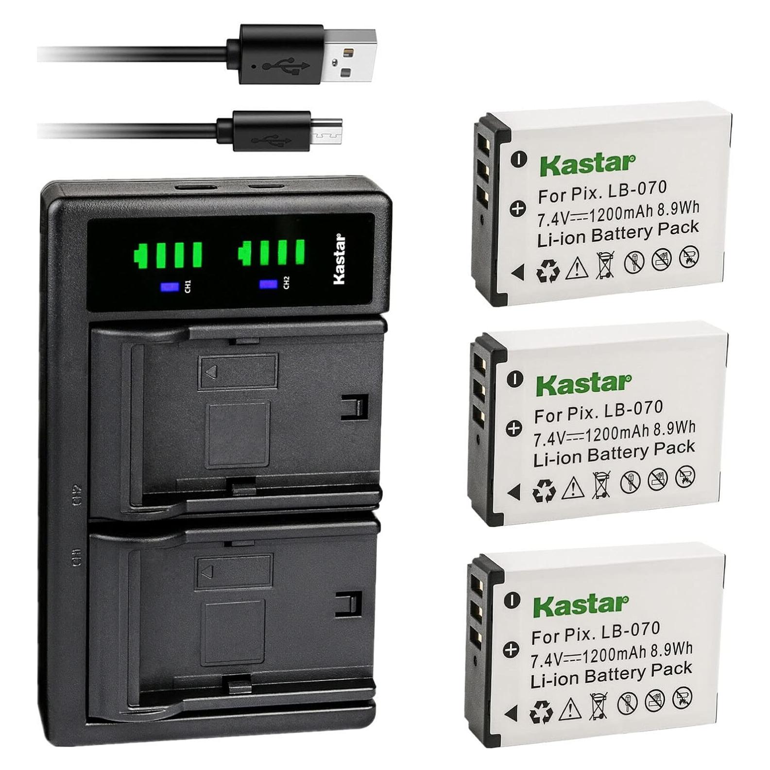 Kastar Cargador USB Dual + 3 Baterías Litio para Kodak