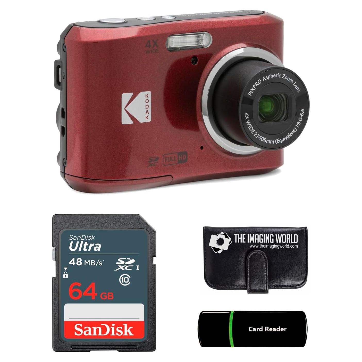 Cámara Digital Kodak PIXPRO FZ45 16MP Zoom 4x Pantalla 6.86cm Rojo