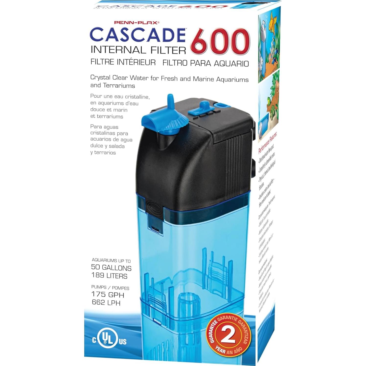 Filtro Interno Sumergible Penn-Plax Cascade 600 para Acuarios