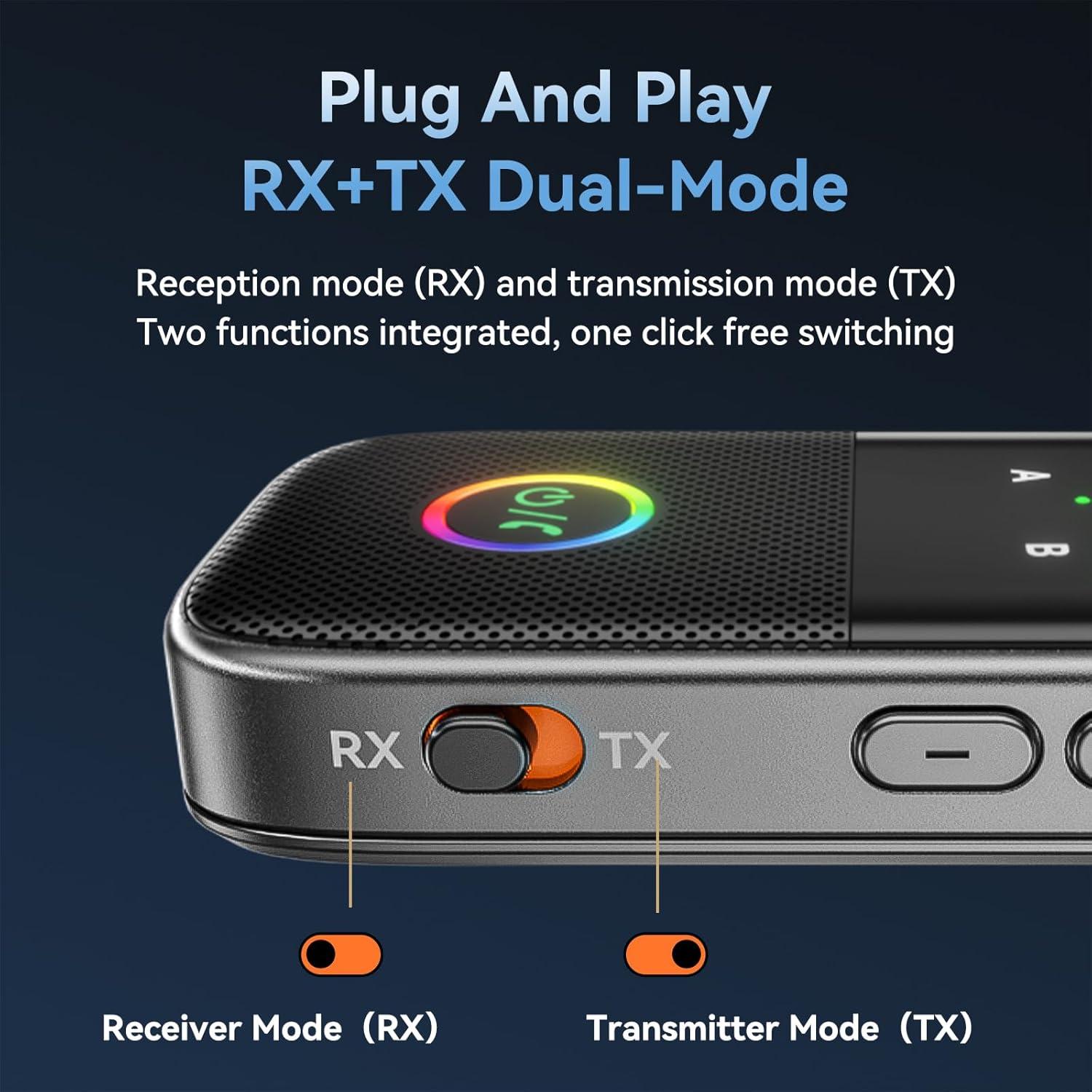 Transmisor Receptor Bluetooth 5.2 PROW A5 Pro 3.5mm Doble Modo