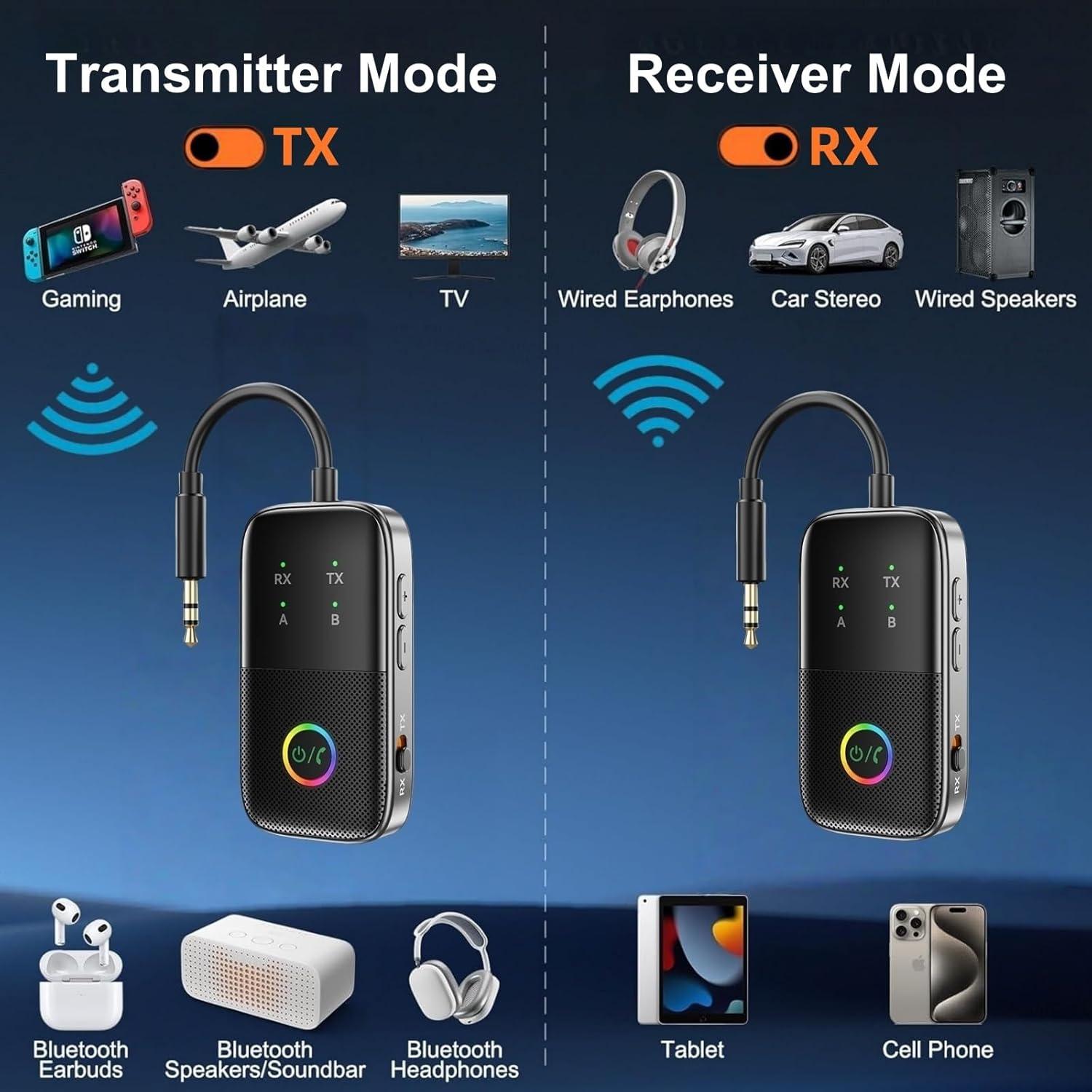 Transmisor Receptor Bluetooth 5.2 PROW A5 Pro 3.5mm Doble Modo