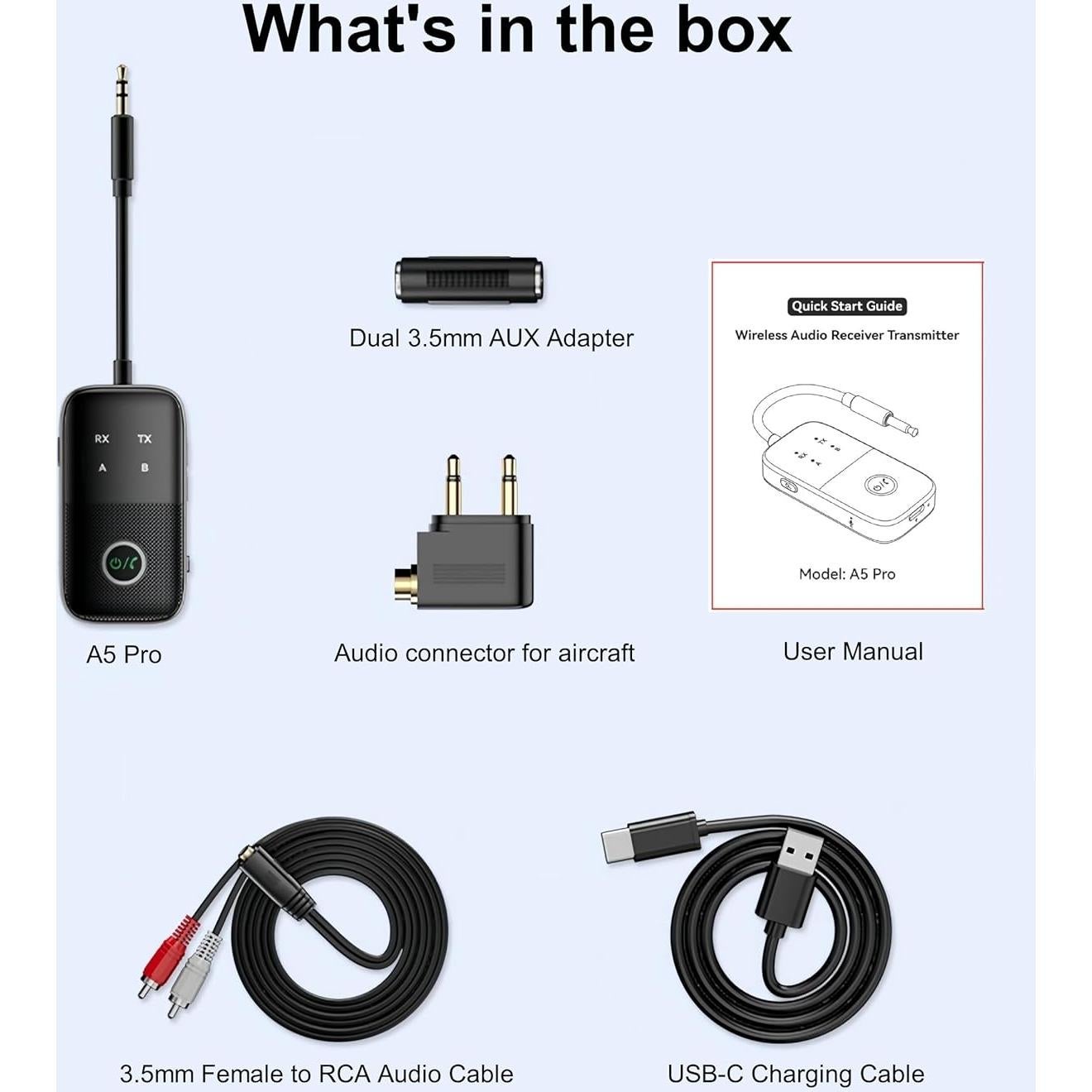 Transmisor Receptor Bluetooth 5.2 PROW A5 Pro 3.5mm Doble Modo