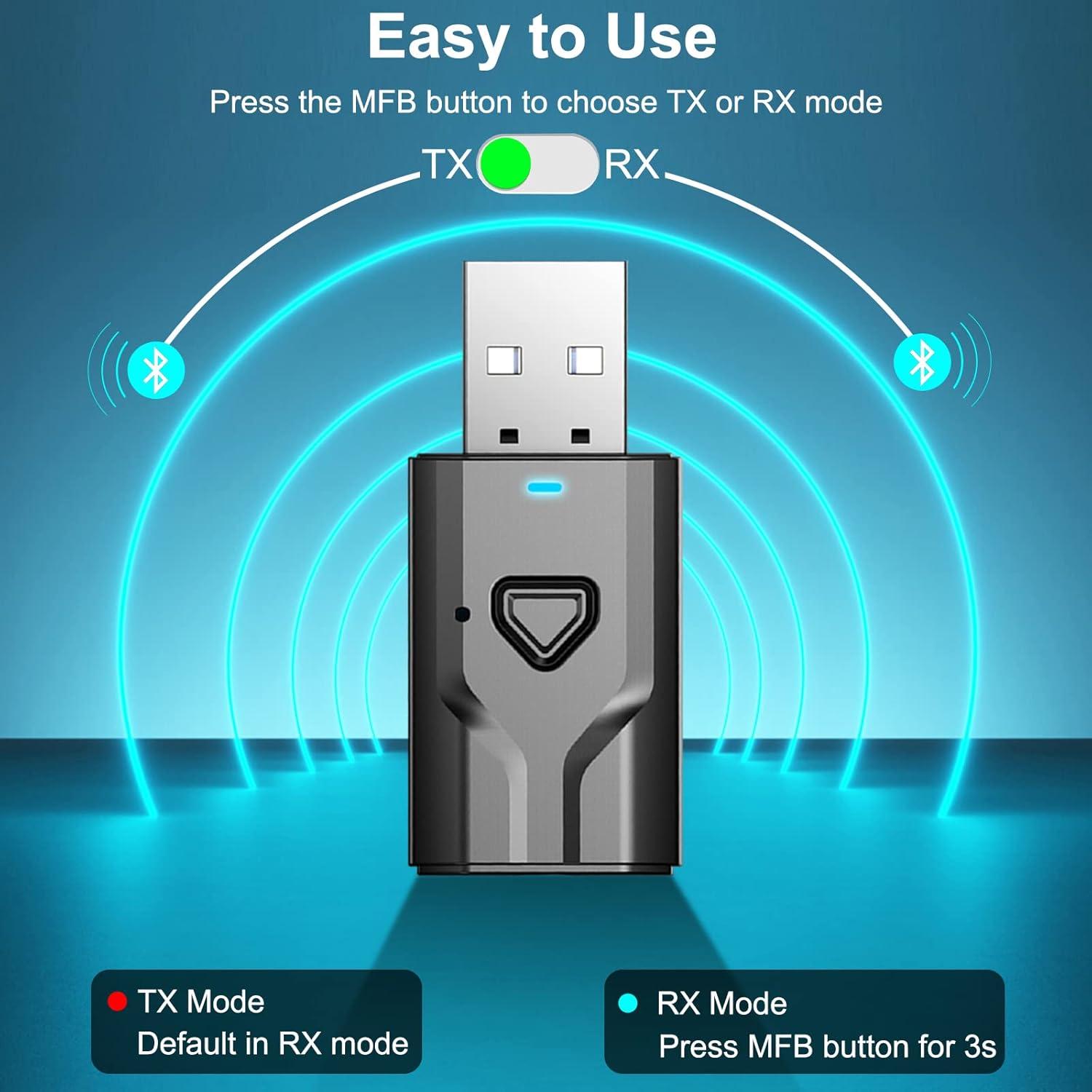 Transmisor Receptor Bluetooth Wodgreat 2-en-1 con AUX 3.5mm