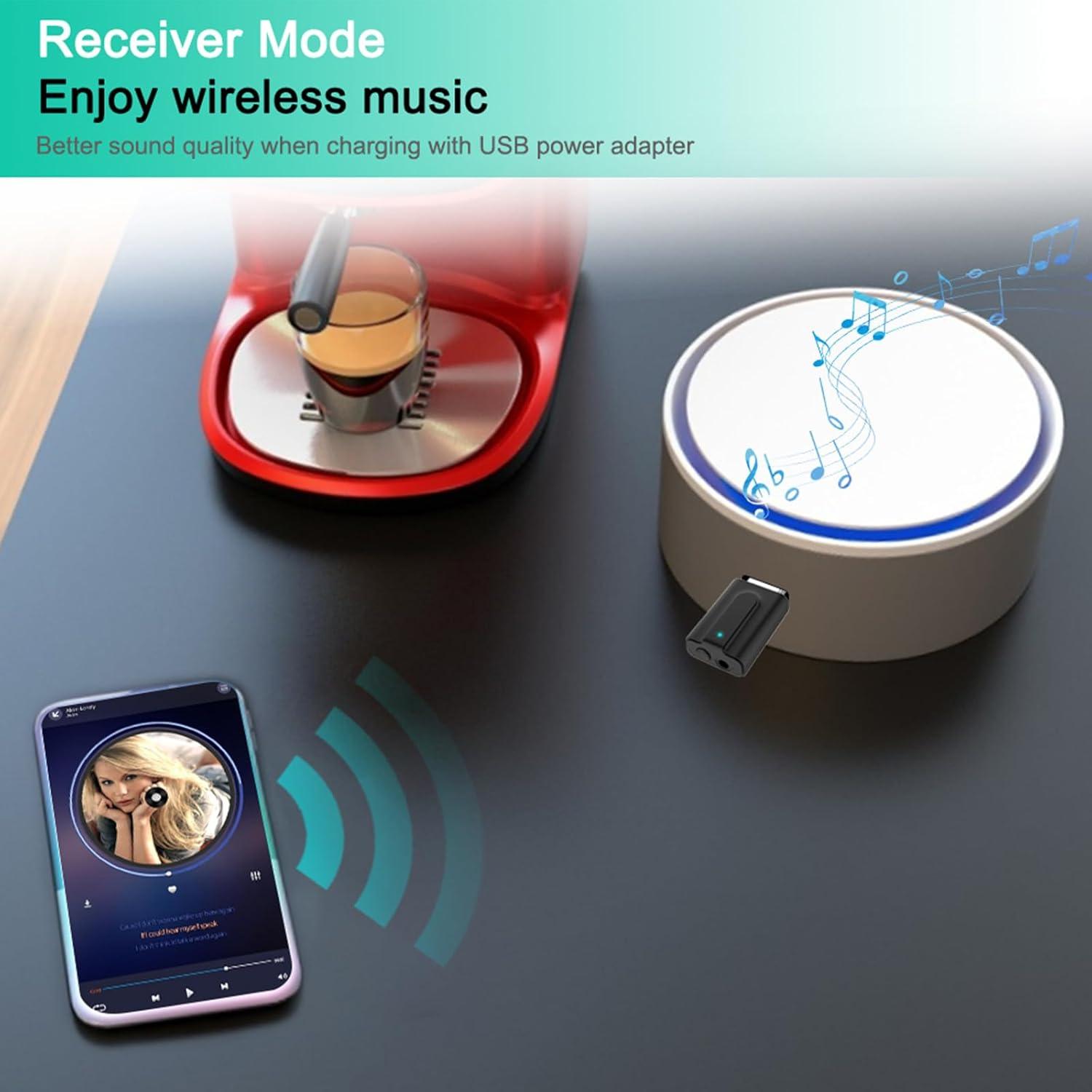 Transmisor Receptor Bluetooth 5.0 Wodgreat Mini 2-en-1 AUX 3.5mm