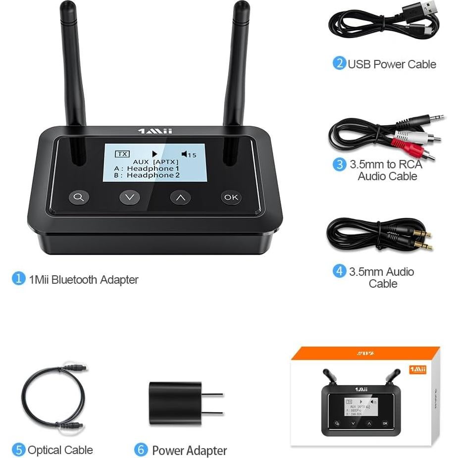 Transmisor Receptor Bluetooth 1Mii B03+ para TV y Audio