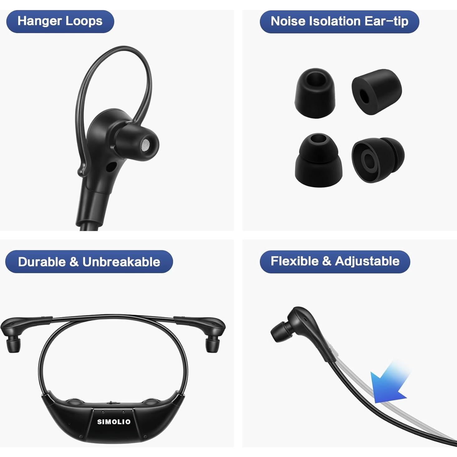 Auriculares Inalámbricos SIMOLIO SM-863D para TV, 15h Batería