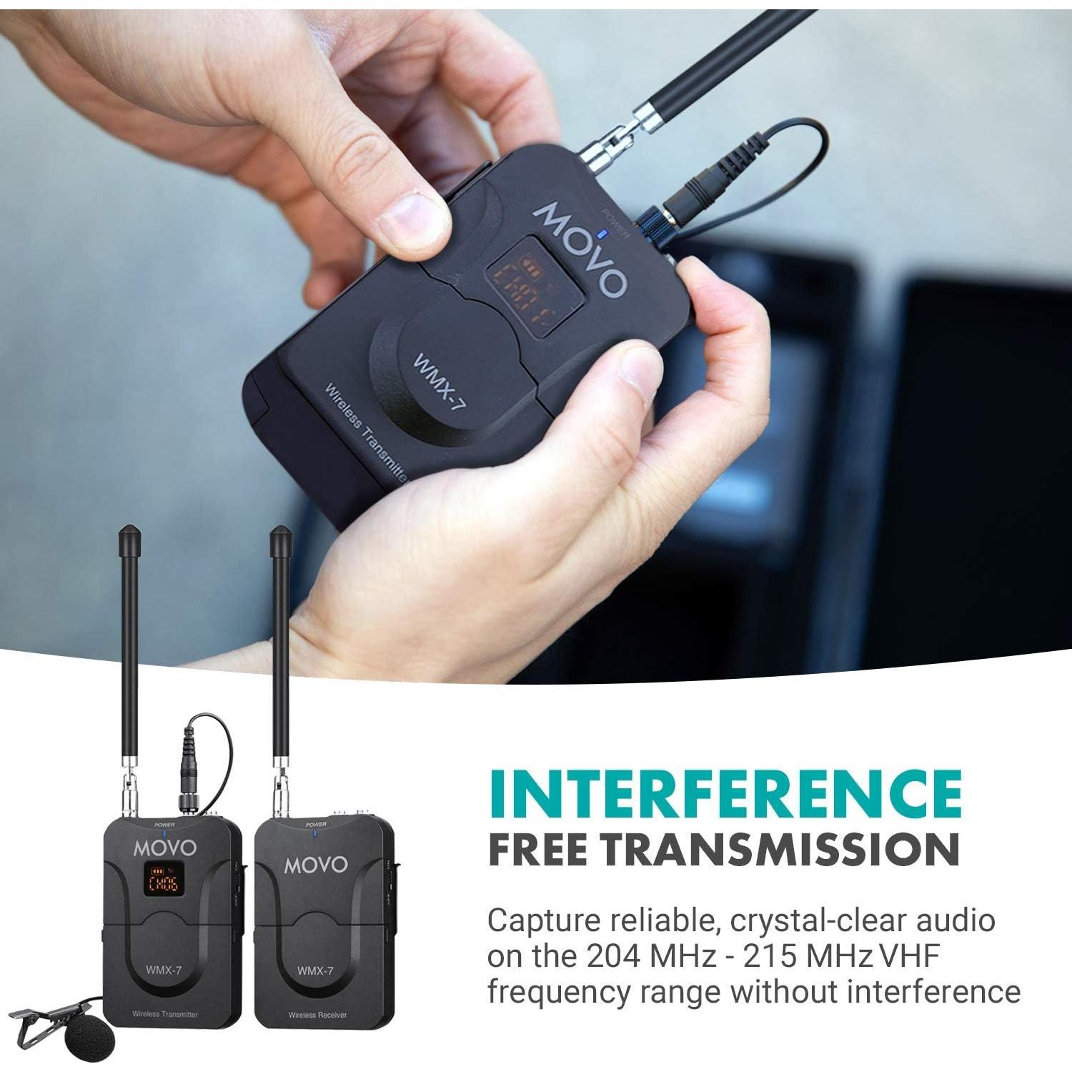 Sistema Inalámbrico Movo WMX-7, 12 Canales VHF, 2 Micrófonos