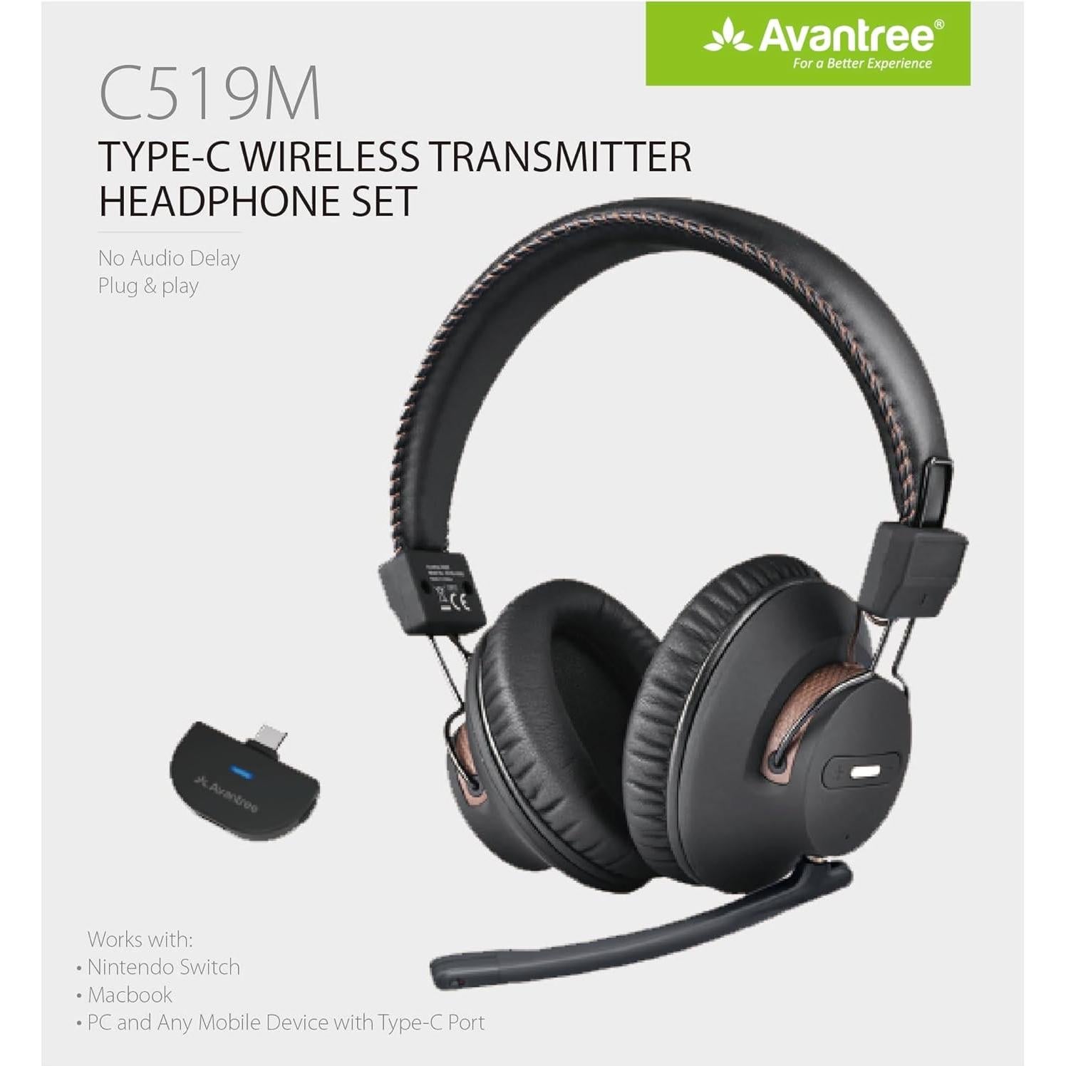 Auriculares Bluetooth Avantree C519M con Micrófono - 40hrs Juego