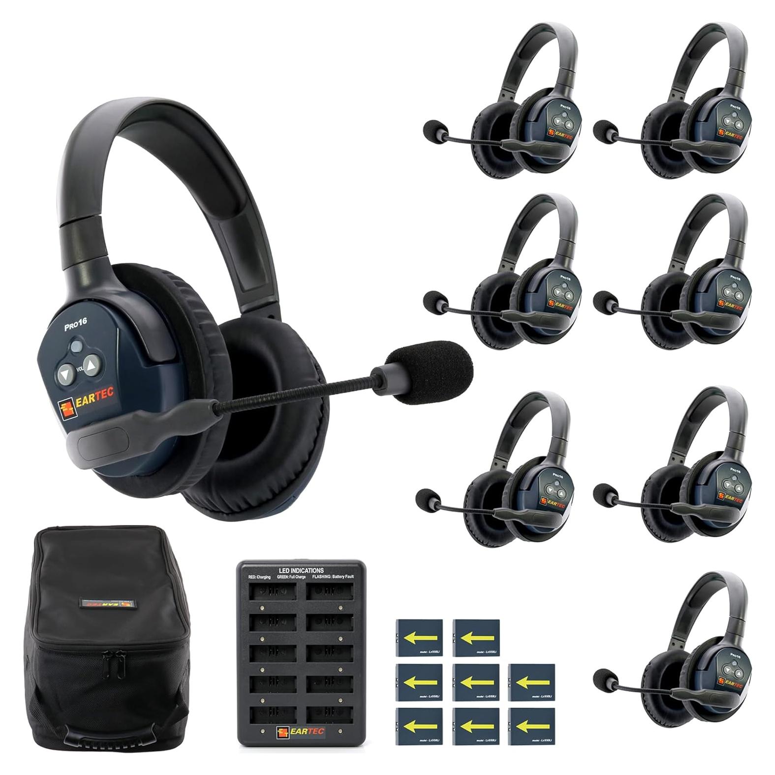 Sistema de Intercomunicador Inalámbrico Eartec PRO16 ETP8D - 8 Auriculares