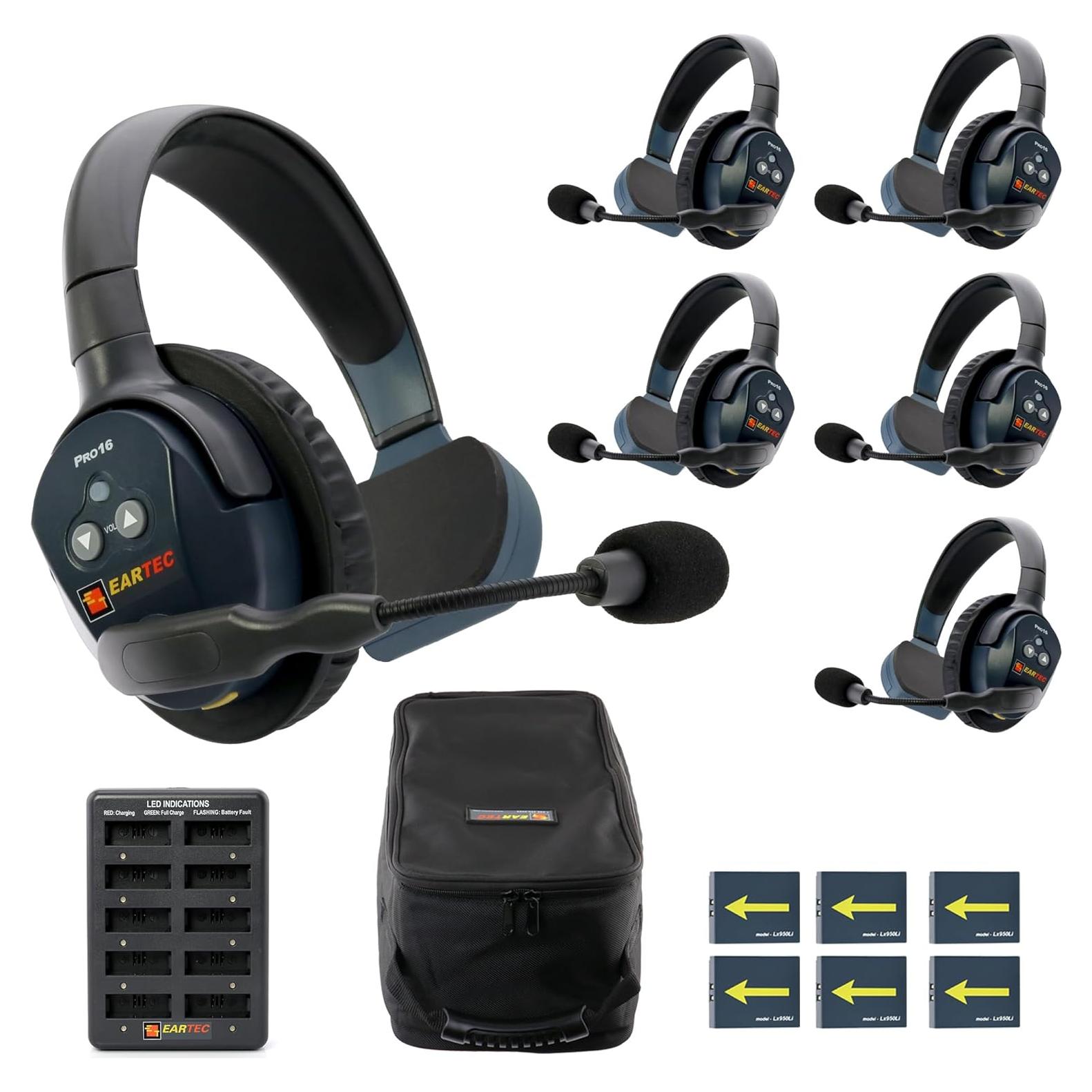 Sistema de Intercomunicador Inalámbrico Eartec PRO16 ETP6S - 6 Auriculares
