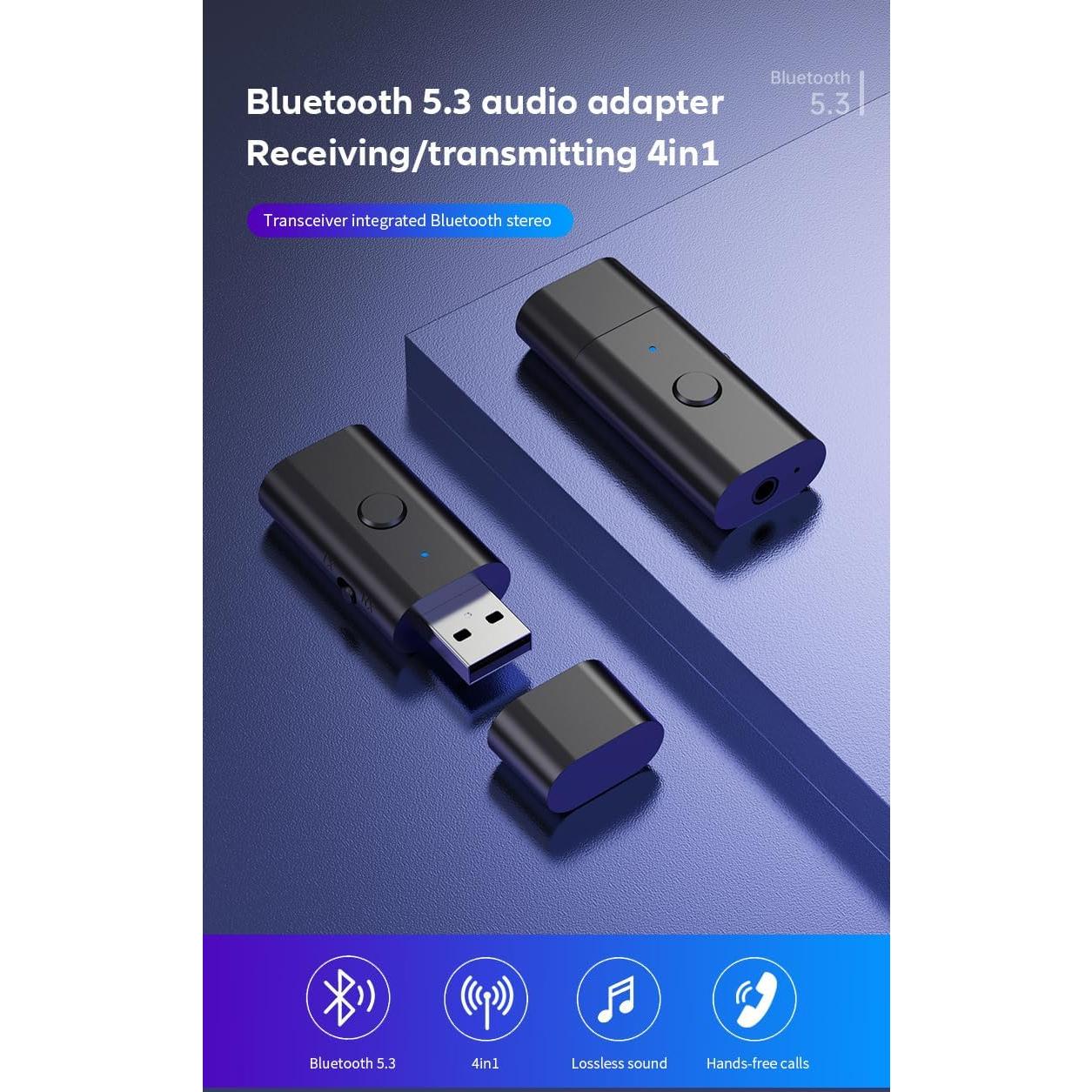 Transmisor Receptor Bluetooth 5.3 Gentechvvybuy 3.5mm Aux