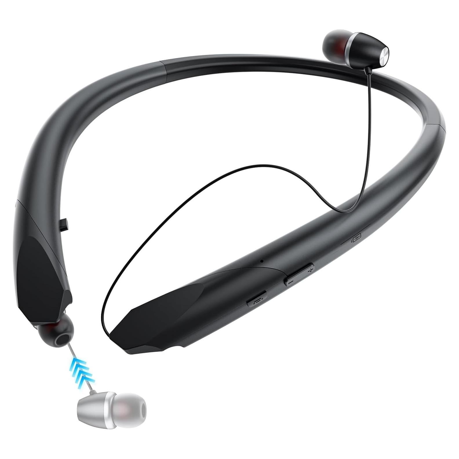 Auriculares Bluetooth LHKLUK 911 Diadema Retráctil IPX5 Negro