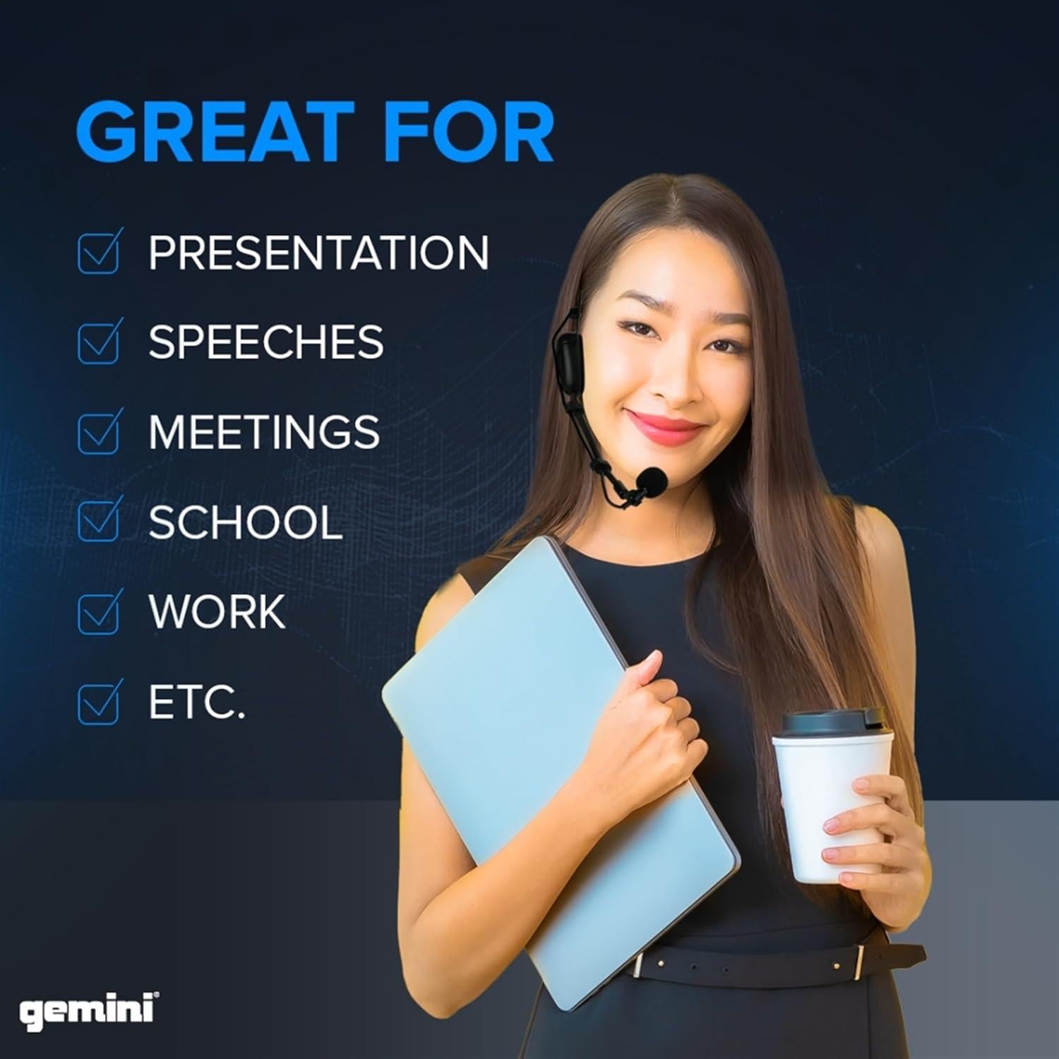 Sistema de Micrófono Inalámbrico Gemini Sound UHF-6100HL - Diadema y Lavalier