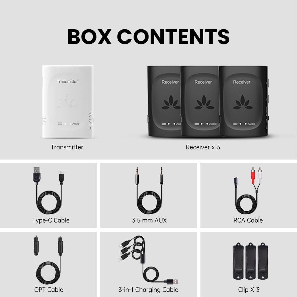 Transmisor de Audio Inalámbrico Avantree Audiplex con 3 Receptores