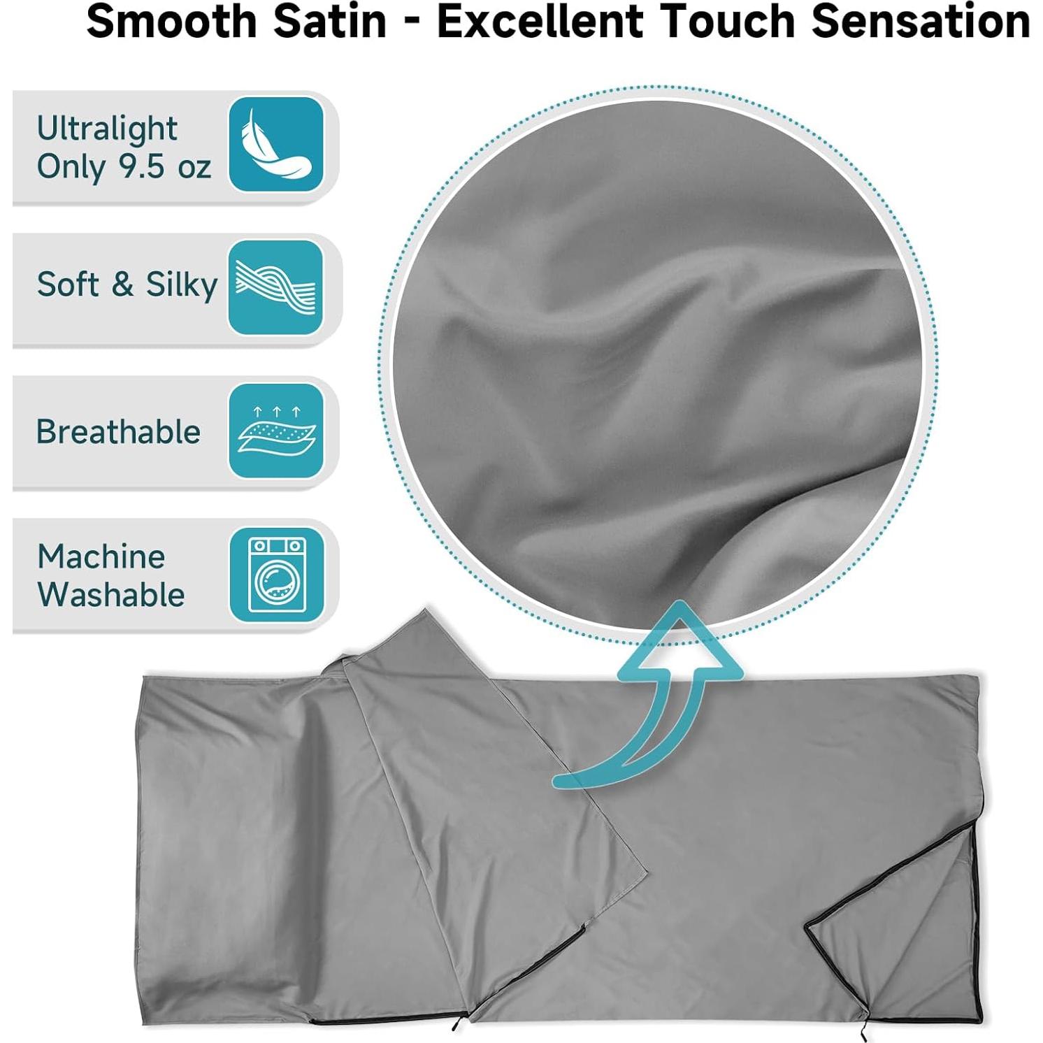 Forro de Saco de Dormir VVAYHUA de Satén Ultraligero 220x90cm