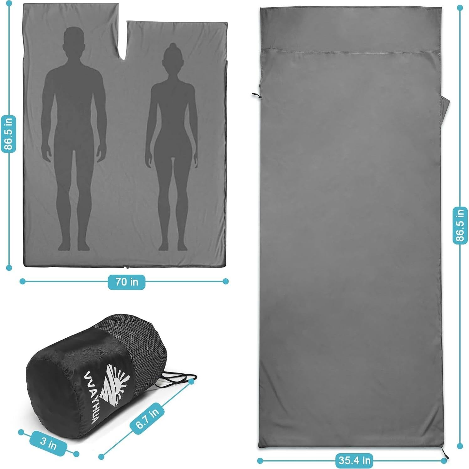 Forro de Saco de Dormir VVAYHUA de Satén Ultraligero 220x90cm