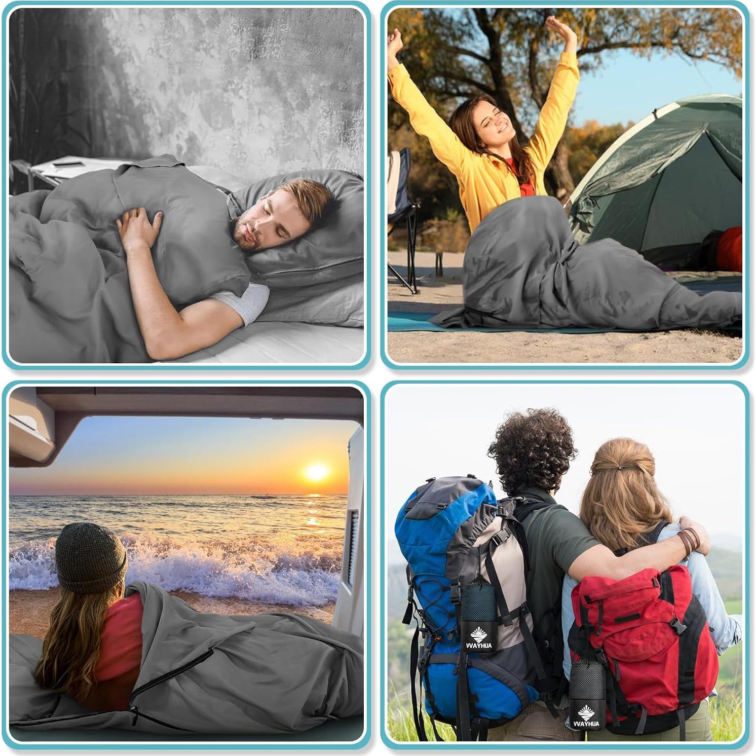 Forro de Saco de Dormir VVAYHUA de Satén Ultraligero 220x90cm