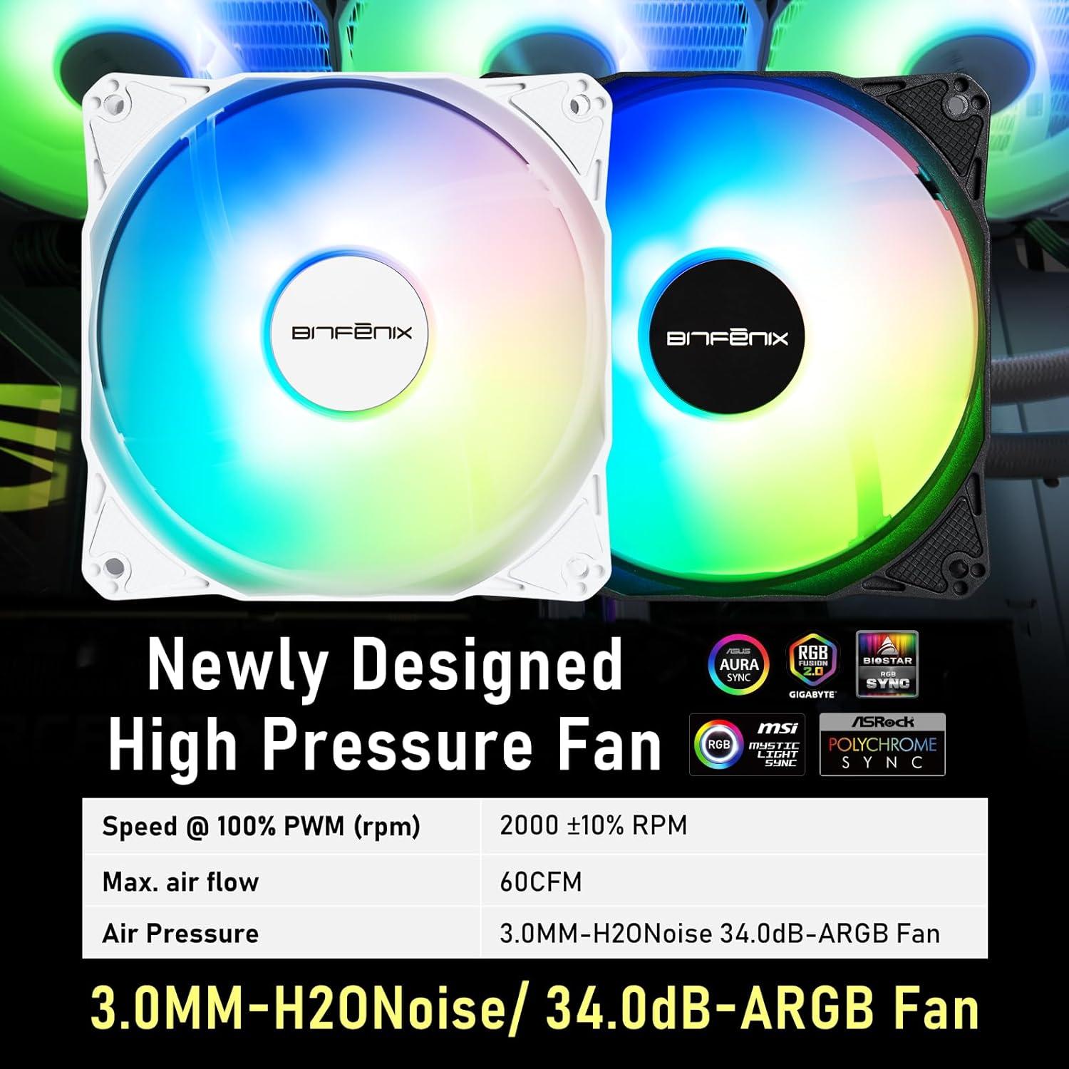 Enfriador Líquido AIO BitFenix Cube 360mm Negro para CPU