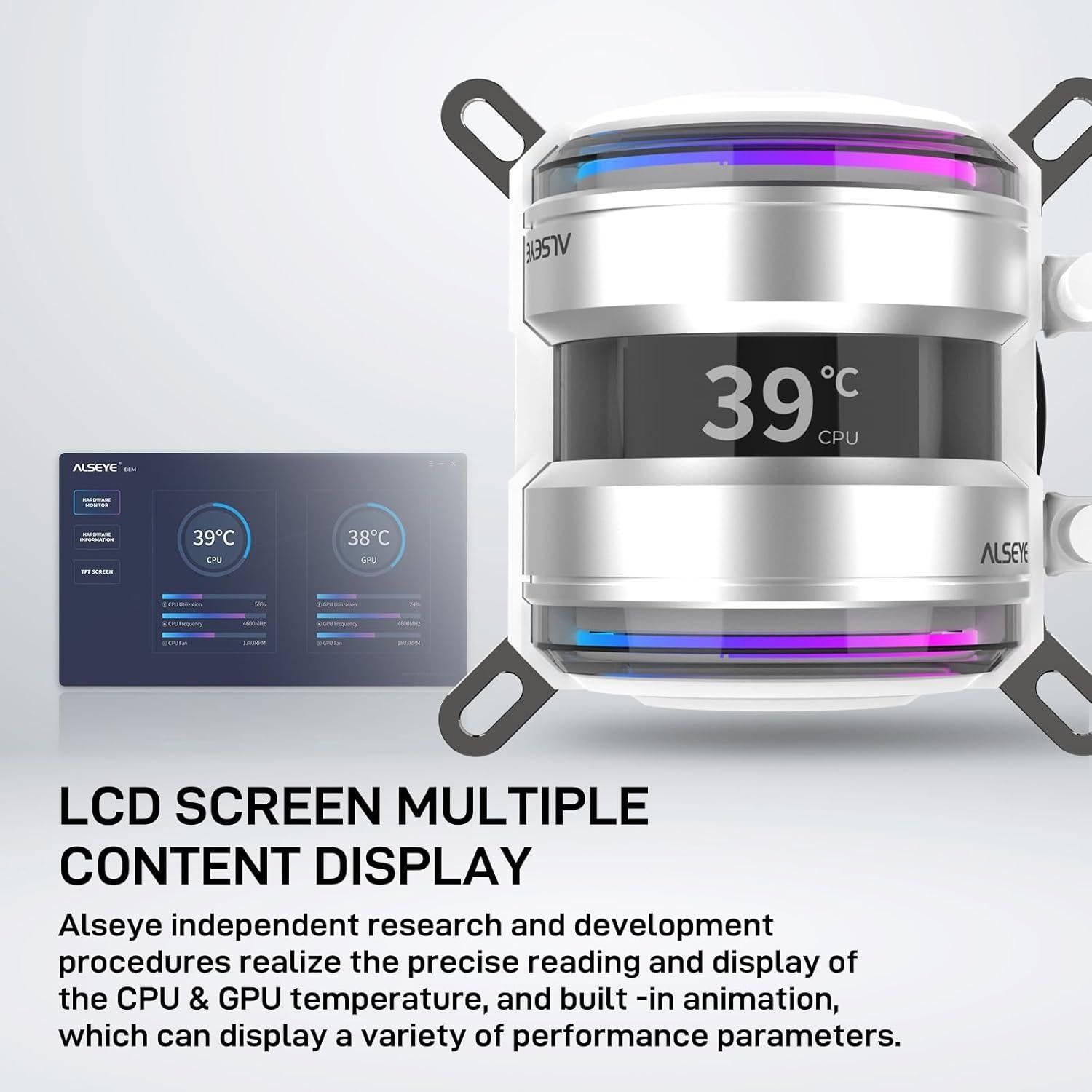 ALSEYE i360 Refrigeración Líquida CPU 360mm ARGB PWM - Blanco