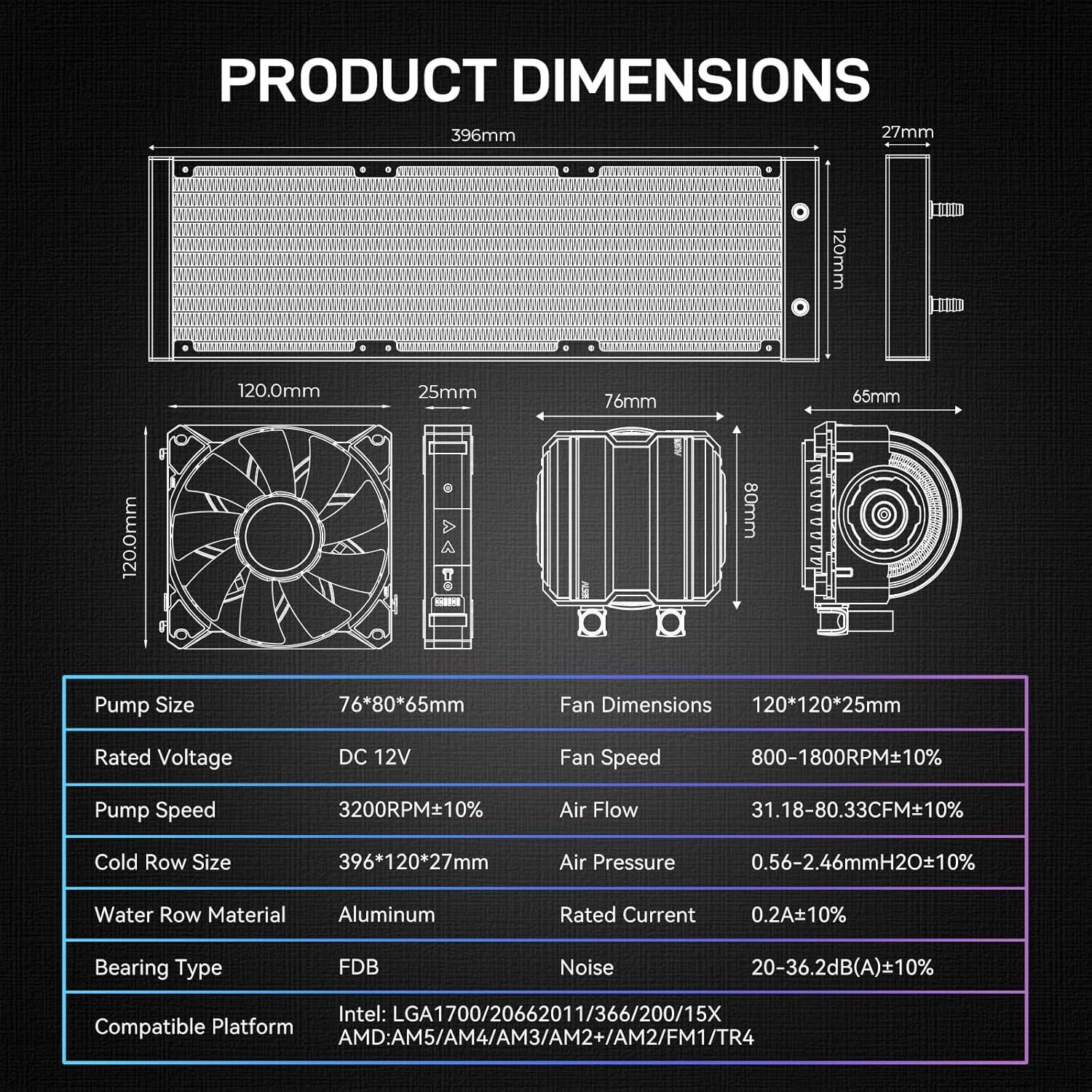 ALSEYE i360 Refrigeración Líquida CPU 360mm ARGB PWM - Blanco