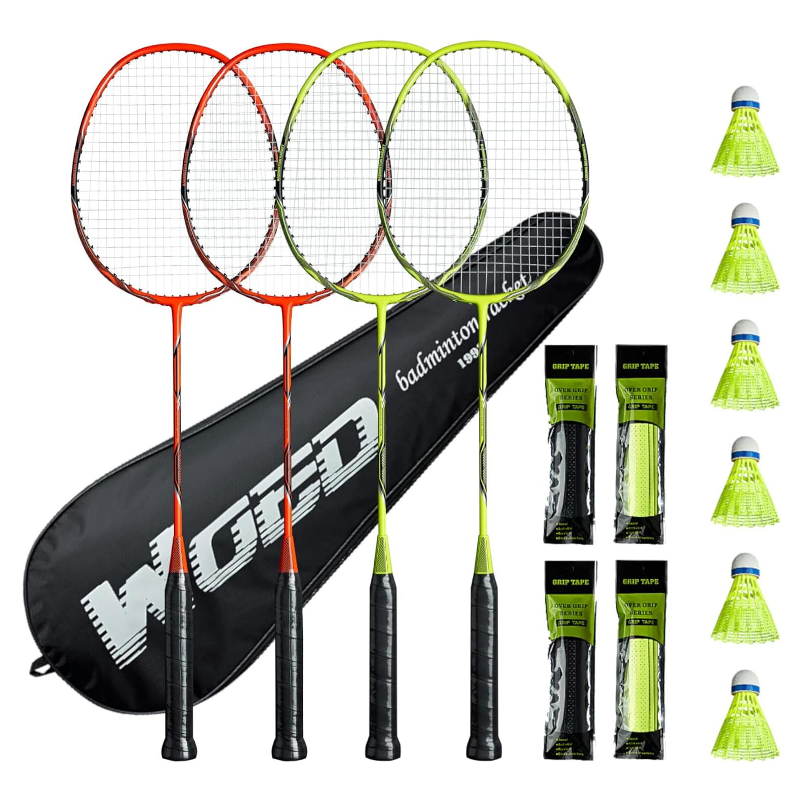 Raquetas de Bádminton WOED BATENS Fibra de Carbono 4 Pzas