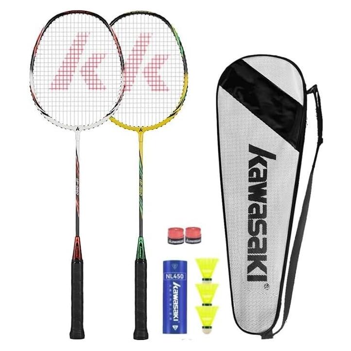 Set de Bádminton Profesional Kawasaki 2 Raquetas Grafito 3 Volantes