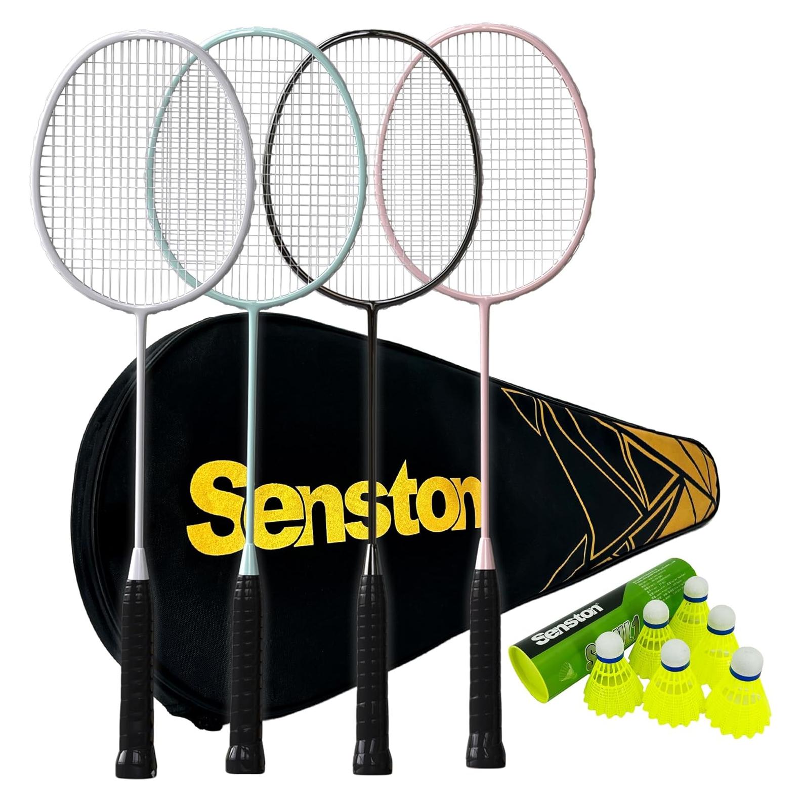 Conjunto de 4 Raquetas de Bádminton Senston YP-1100 - Fibra de Carbono, 90g