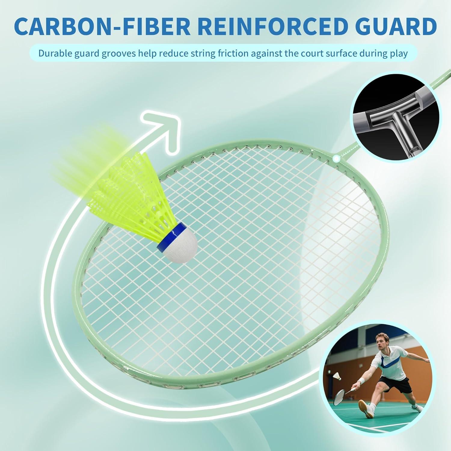 Conjunto de 4 Raquetas de Bádminton Senston YP-1100 - Fibra de Carbono, 90g