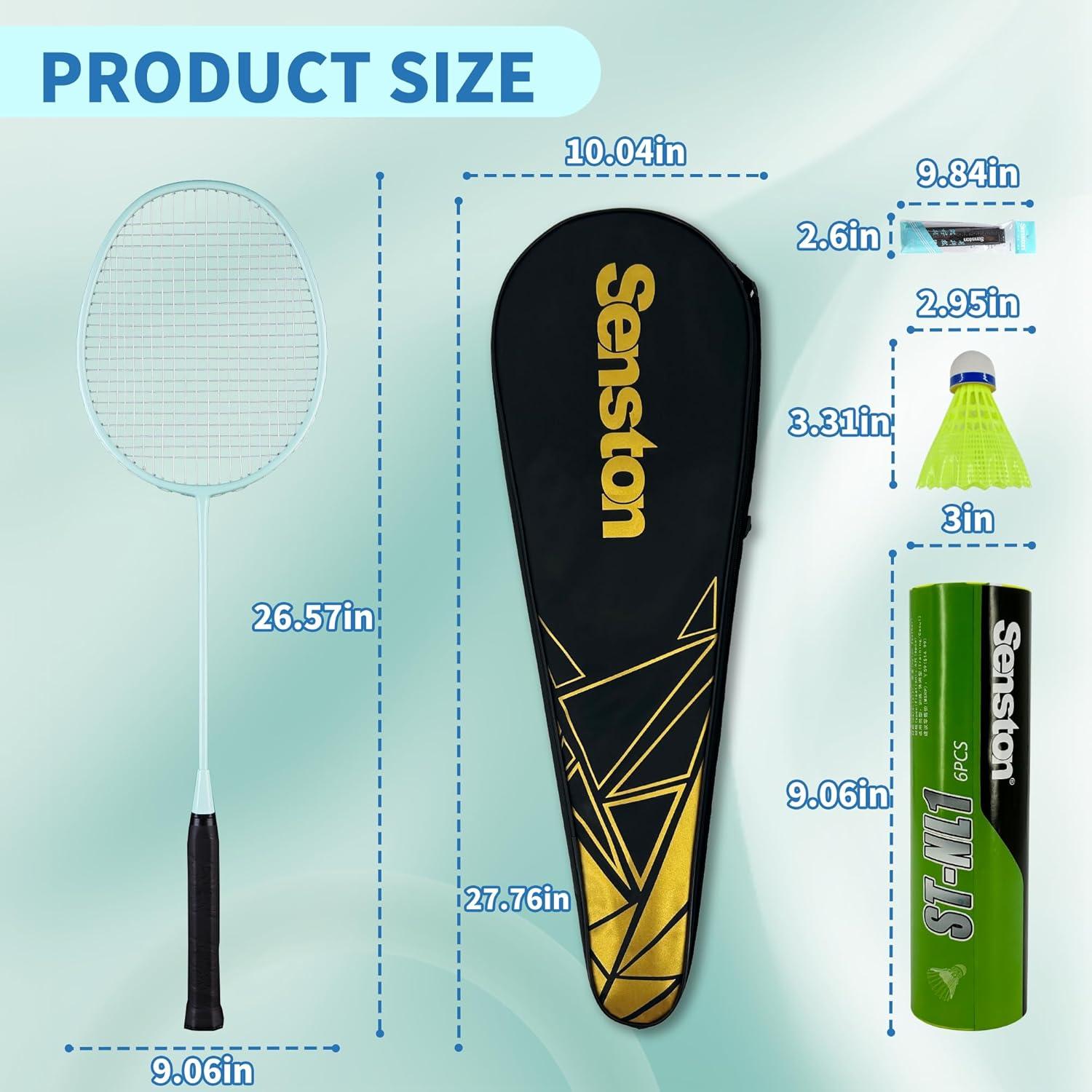 Conjunto de 4 Raquetas de Bádminton Senston YP-1100 - Fibra de Carbono, 90g