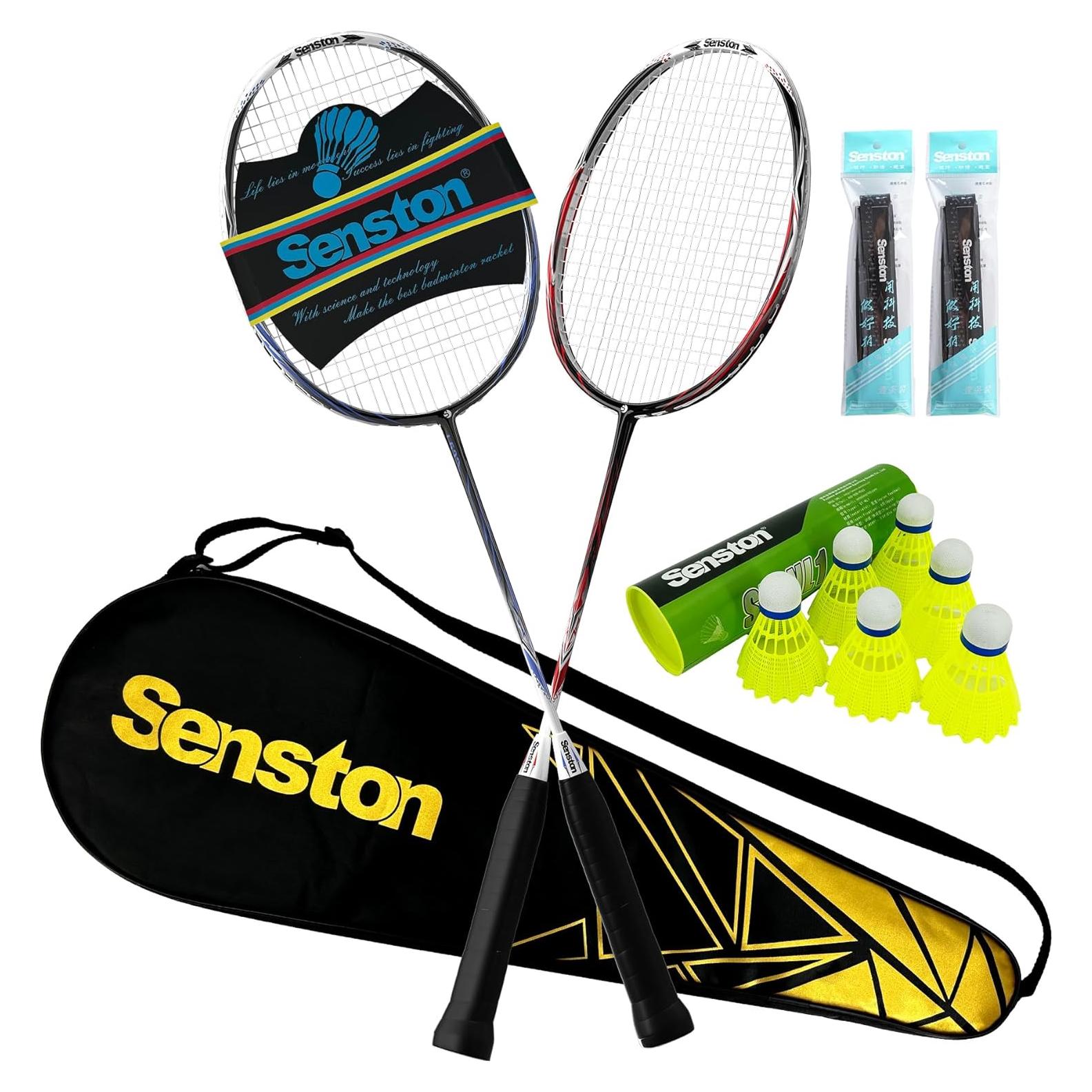 Juego de Raquetas de Bádminton Senston KJ-523 - 2 Raquetas, 6 Volantes