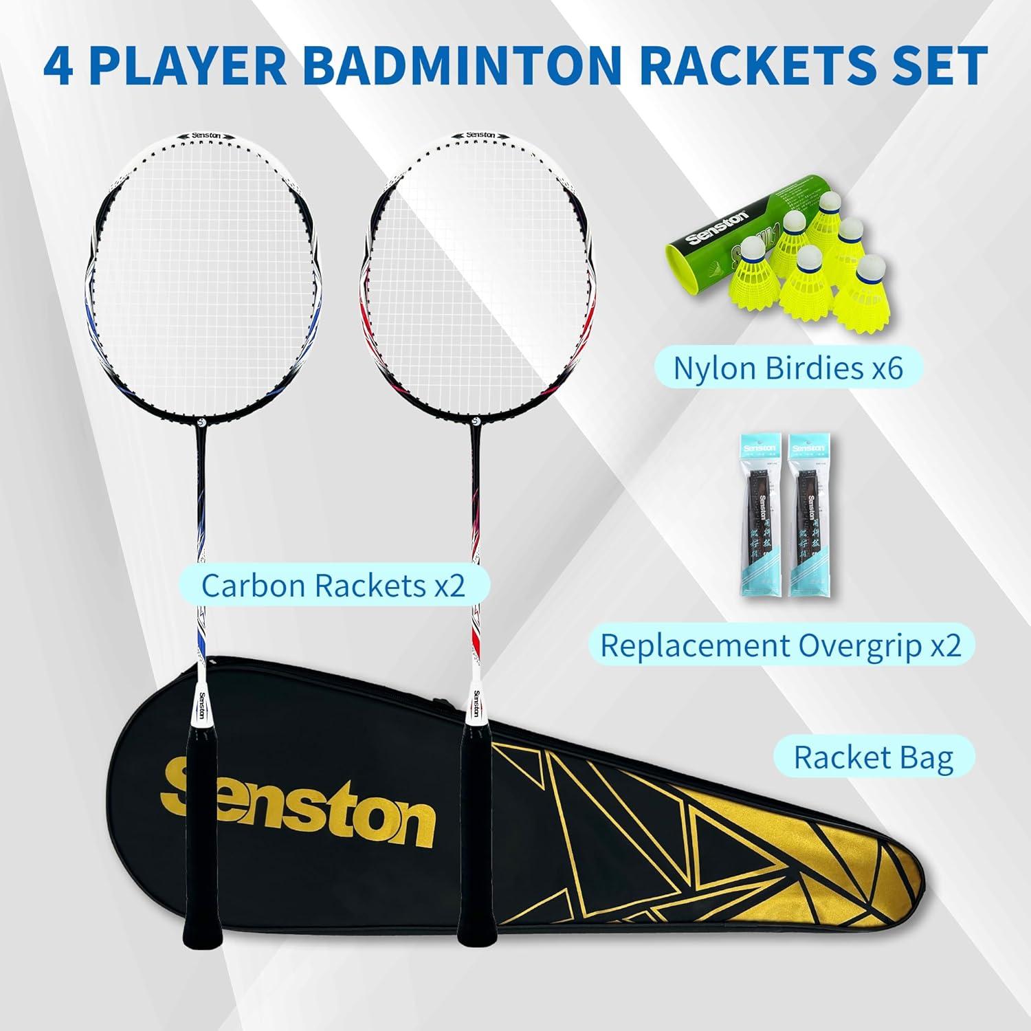 Juego de Raquetas de Bádminton Senston KJ-523 - 2 Raquetas, 6 Volantes