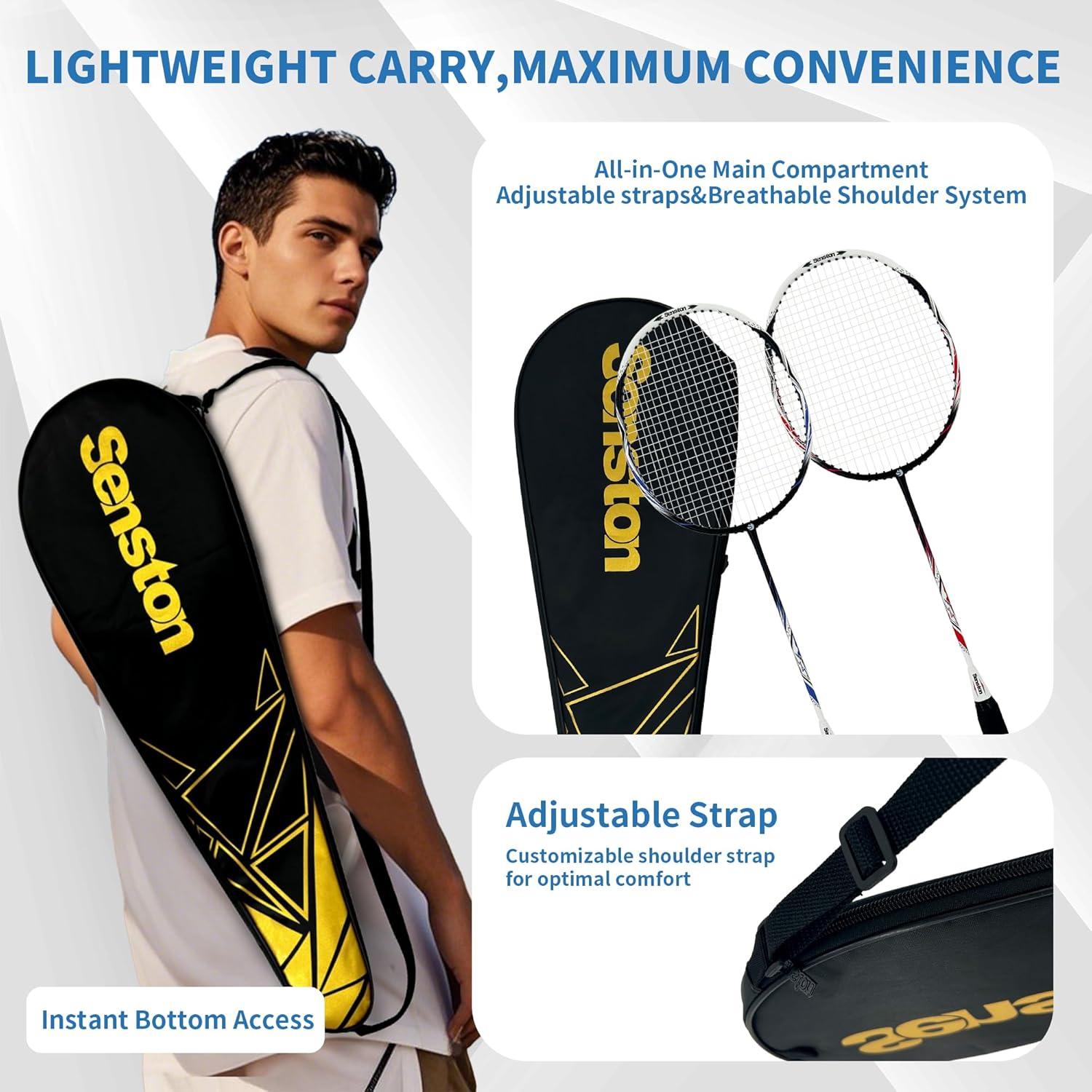 Juego de Raquetas de Bádminton Senston KJ-523 - 2 Raquetas, 6 Volantes