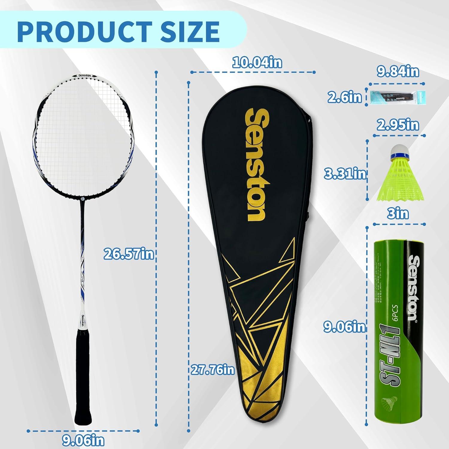 Juego de Raquetas de Bádminton Senston KJ-523 - 2 Raquetas, 6 Volantes