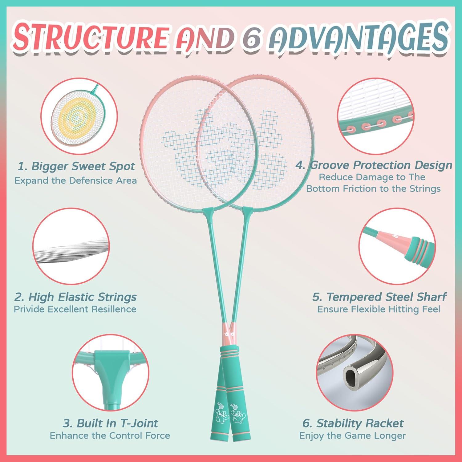 Juego de Raquetas de Bádminton JOY SPOT! 4 Raquetas y Accesorios