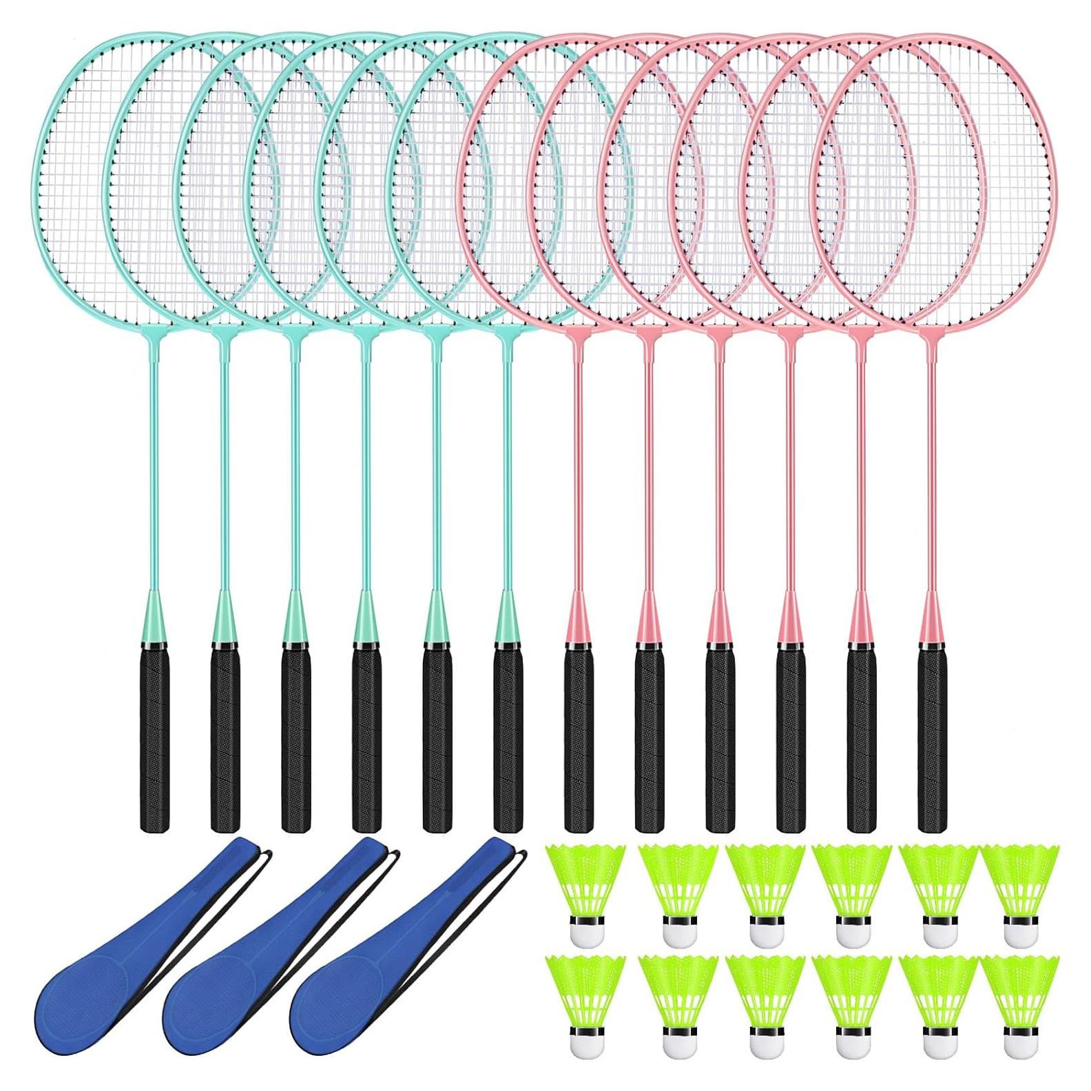 Juego de 12 Raquetas de Bádminton Chitidr con Volantes y Bolsa