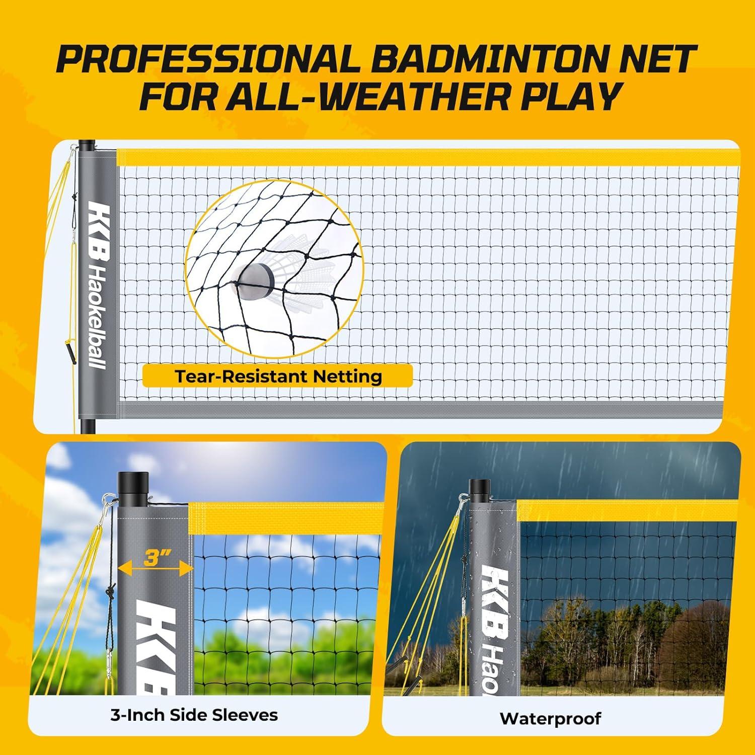 Conjunto de Bádminton Profesional Haokelball 4 Raquetas y Red