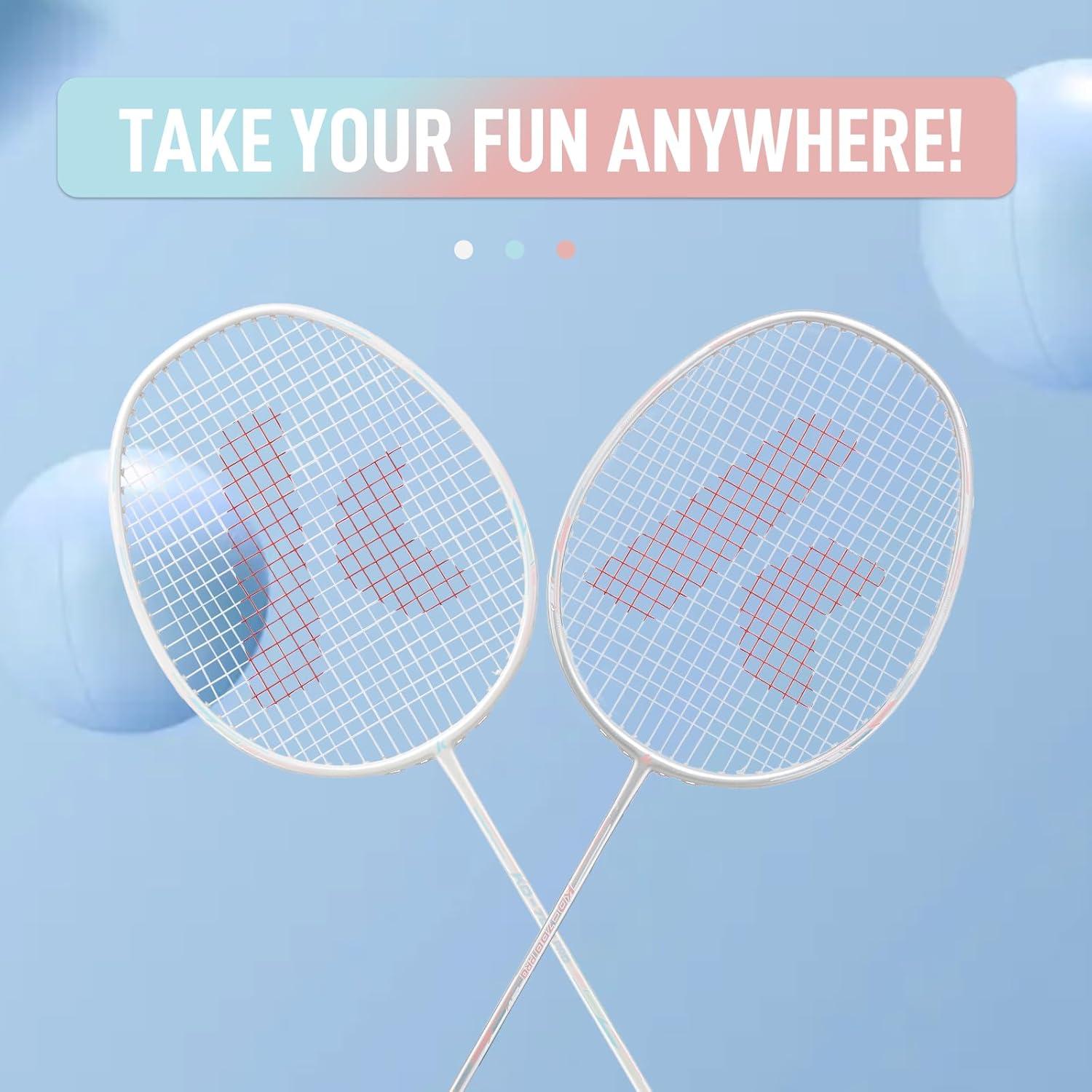 Set de bádminton Kawasaki US-KD-700PRO con 2 raquetas de carbono