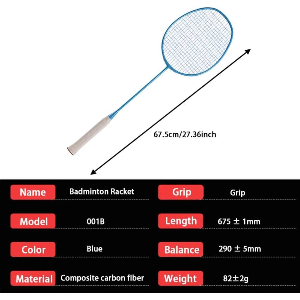 Raqueta de bádminton SQVXPKA ultraligera fibra de carbono 2 unidades