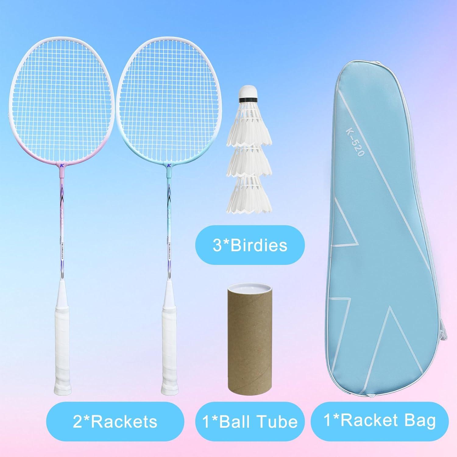Juego de Raquetas de Bádminton PROMFMOVE K520 con 3 Volantes