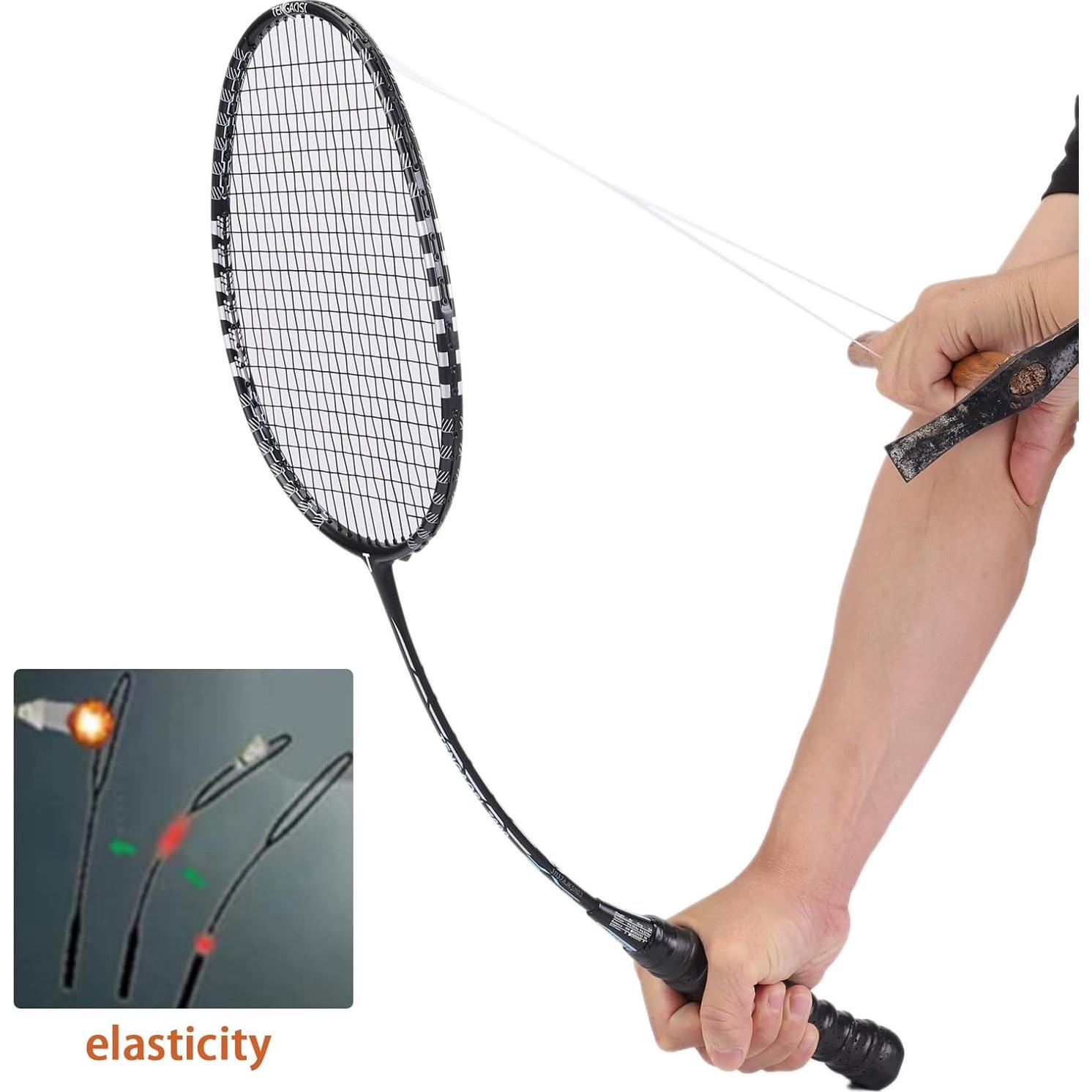 Conjunto de 2 Raquetas de Bádminton TENGAOSI B-7800 Fibra Carbono