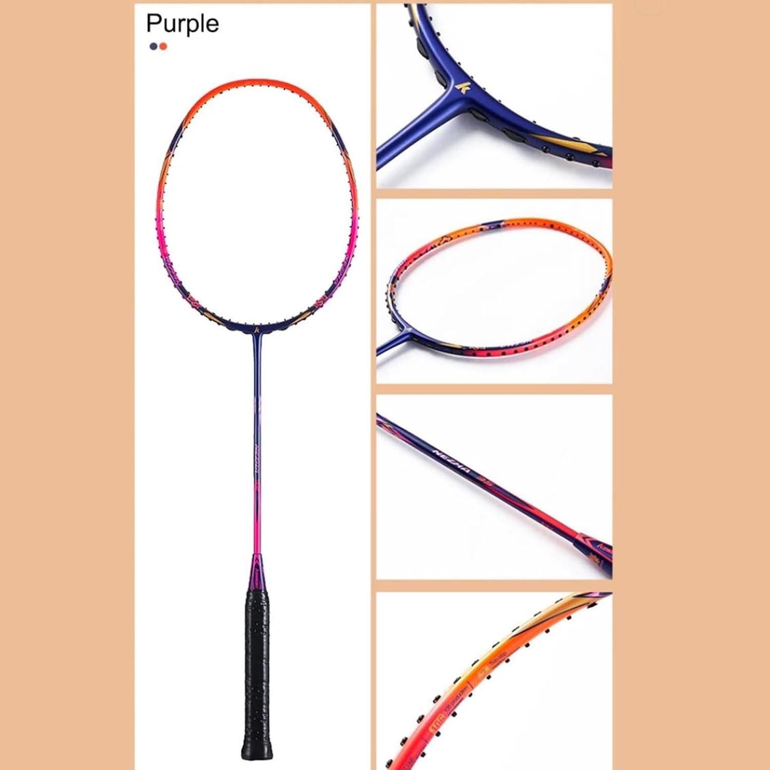 Raqueta de Bádminton Kawasaki NEZHA 35 Naranja 77g Grafito