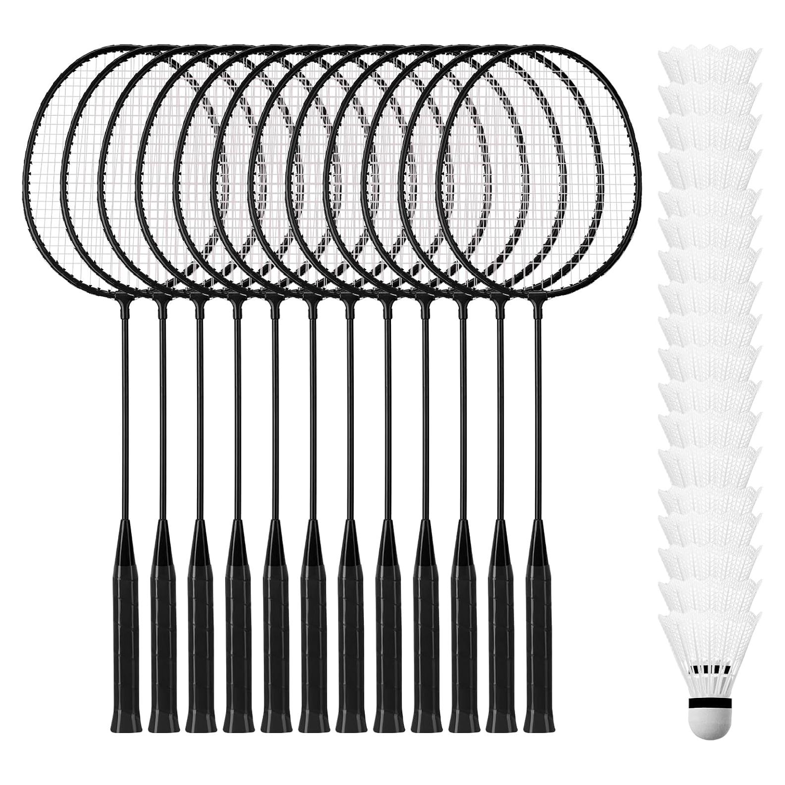 Set de 12 Raquetas de Bádminton Wettarn con 18 Volantes de Nylon