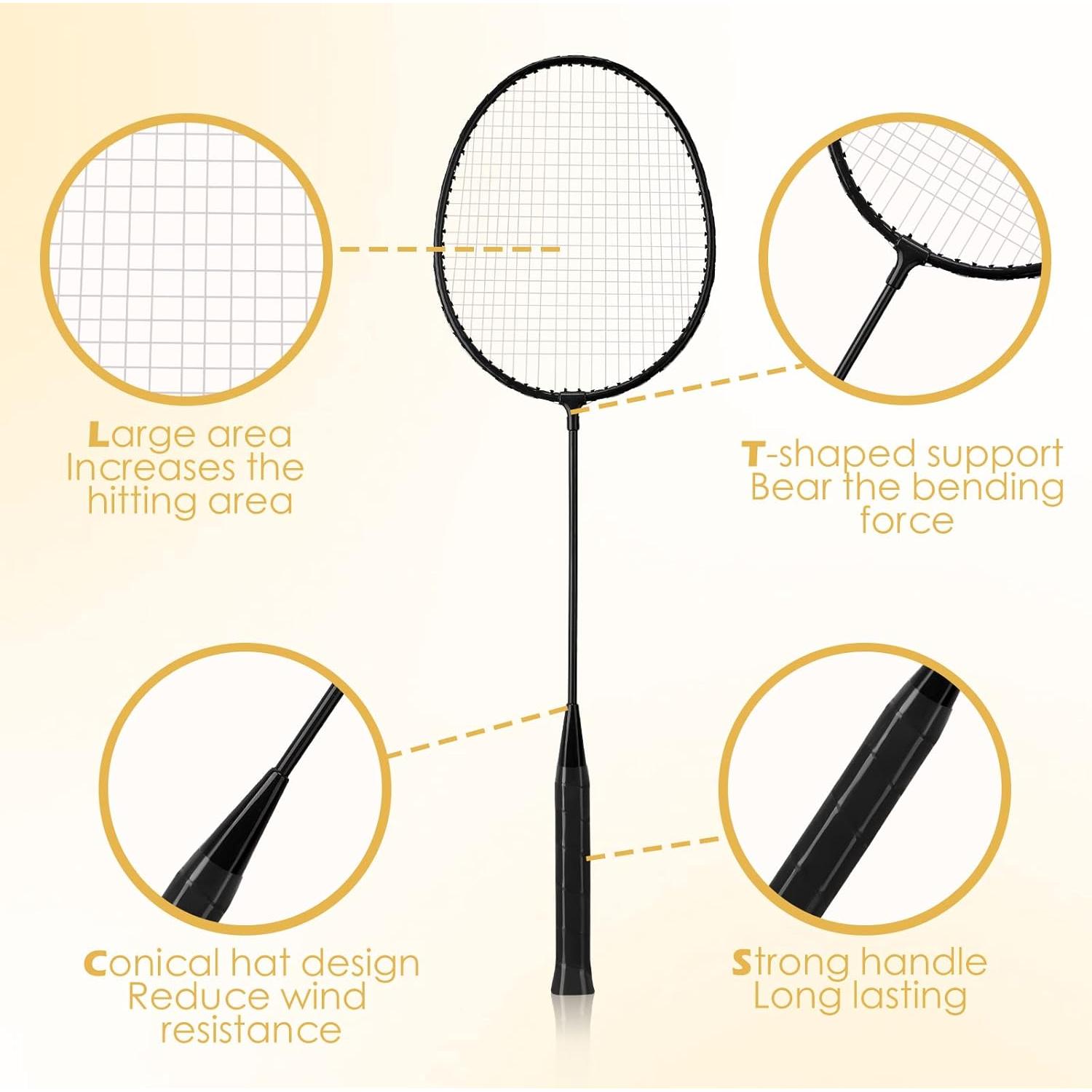Set de 12 Raquetas de Bádminton Wettarn con 18 Volantes de Nylon