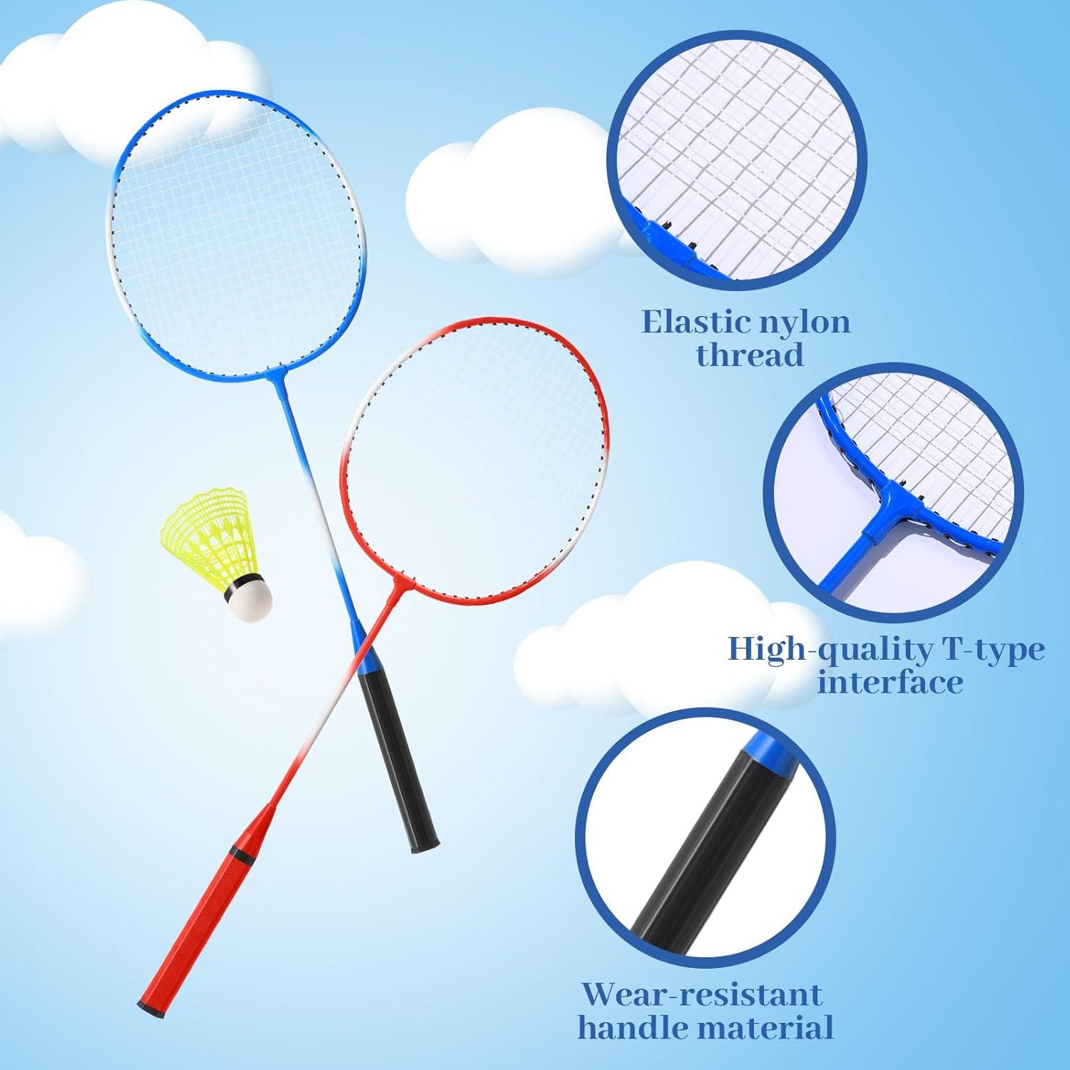 Conjunto de 8 Raquetas de Bádminton Woanger con 12 Volantes