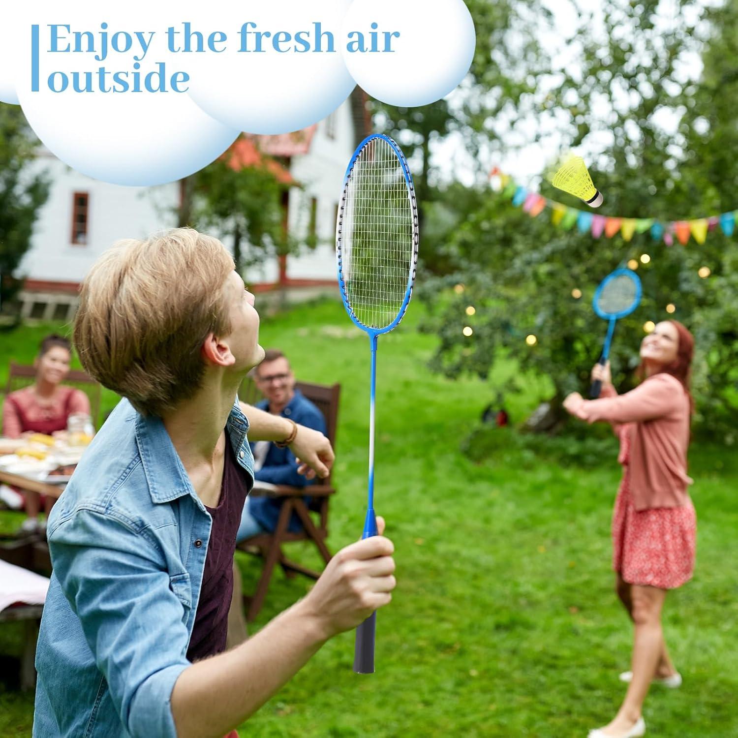 Conjunto de 8 Raquetas de Bádminton Woanger con 12 Volantes