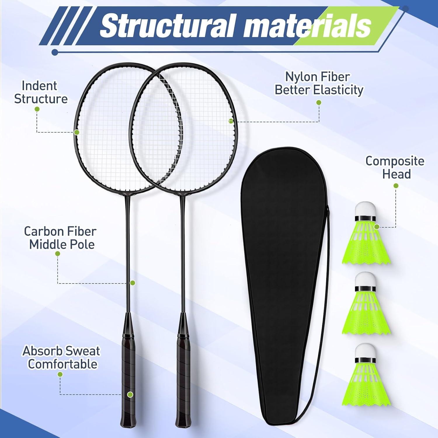 Set de Raquetas de Bádminton Chitidr - 6 Raquetas, 12 Volantes, 3 Bolsas